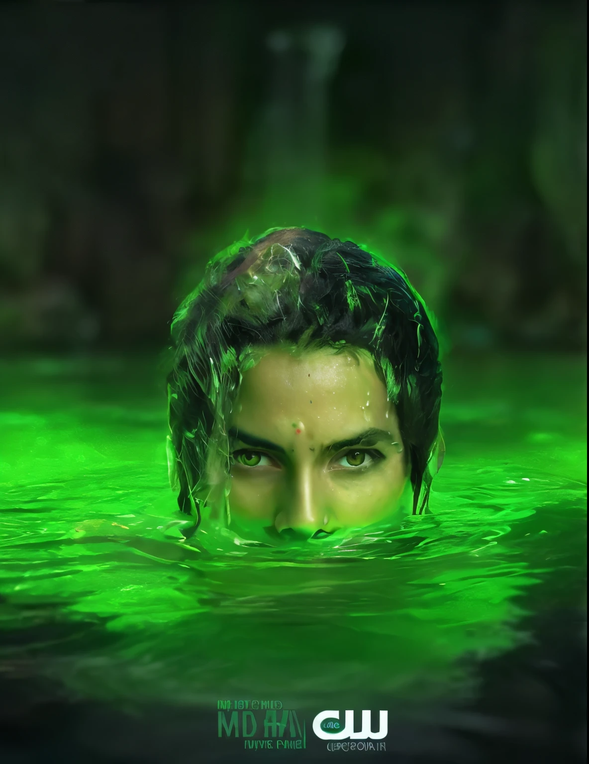 Use the Shiva LoRA model, realistic. Swap the man out for Shiva. Keep eyes green. Hair flowing around her in the water