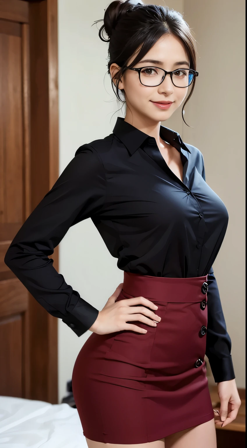 Elegant upper class elite secretary wearing business shirt, at park, Wear pantyhose、Wear high-end high heels、 Girl in shirt,, merchant, Wear a tight turtleneck shirt and a tight miniskirt, Young woman wearing tight turtleneck shirt and tight miniskirt, fully body photo, (8K、top-quality、tmasterpiece:1.2)、(intricately details:1.4)、(真实感:1.4)、octane renderings、Complex 3D rendering hyper-detail, Studio soft light, Edge lights, vibrant detail, super detailing, realistic skin textures, Detail making, beatiful detailed eyes, Very detailed CG Unity 16k wallpaper, Makeup - Makeup, (detailedbackground:1.2), Bare thigh heel!!!,gigantic cleavage breasts，messy  hair，fully body photo，（hands raised overhead:1.5）