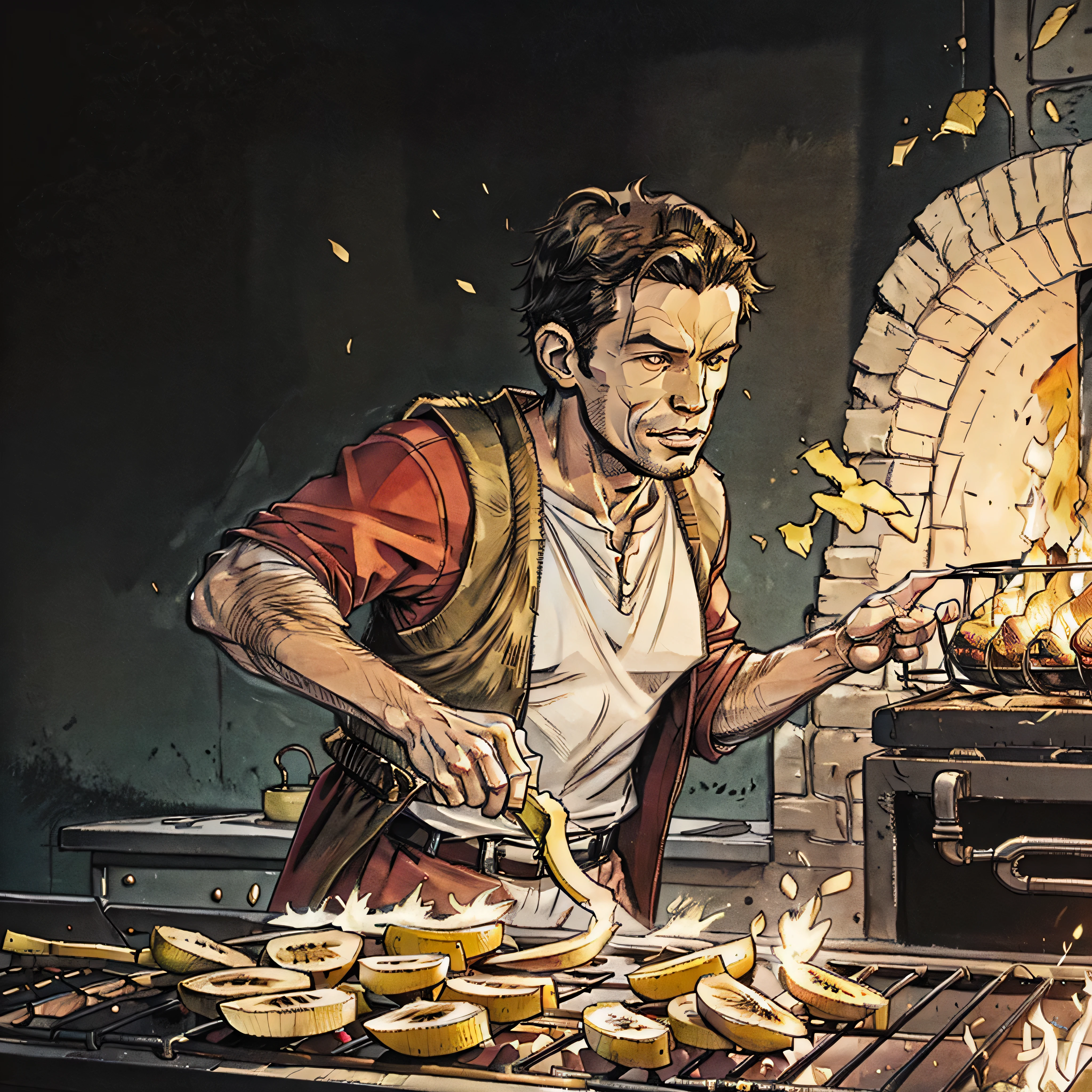 ((( monkey ))) , ( king ) , (( monkey fur )) , ( sun wukong) wearing a golden crown, sunglasses and ( monk red outfit ) , ( grilling bananas) , ( banana barbicue) , ( grill ) , ( party, monks) , beach , palms, UnrealEngine5 Ultra Masterpiece Cinematic_sunlight ultra Pro_Photo-realistic optimal ultra_high-quality opengl-shaders ultra_high-details accurate reflex ultra_high-resolution perfection volumetric lightning improved Octane_rendues ultra_high-definition UHD XT3 DSLR HDR 3dcg analogiques extatiques symmetrical dazzling Will-o'-the-wisp global luminescence plasma hearth incandescente reflection varied multi etc. --v6 --s1000 --c20 --q5 --chaos100