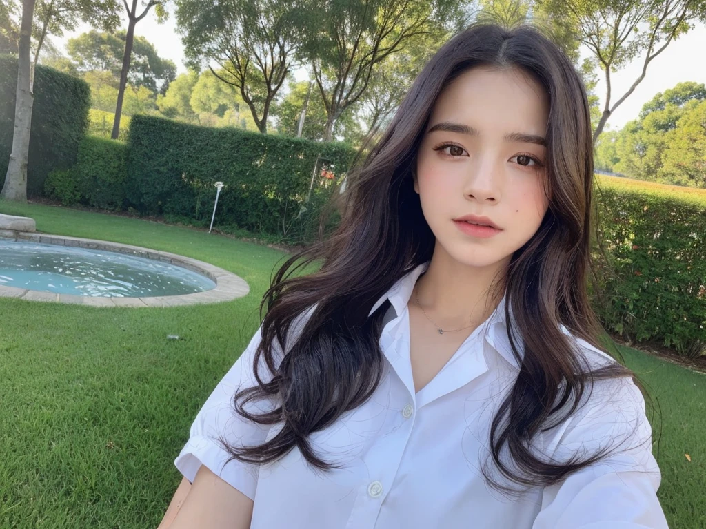 ((Best Quality, 8K, Masterpiece: 1.3)), (Masterpiece, Best Quality: 1.2), South East Asian man, Emma Watson, Hand in Hand, Looking at the Audience, (Early Youth: 1.2), (Movie: 1.4), Wavy Curls, (Shiny Skin, Bright Skin: 1.2), (Arreola: 0.4), wet Japanese school uniform , Outdoor, Cloudy Sky, , Outstanding Style, Camping in the Stream