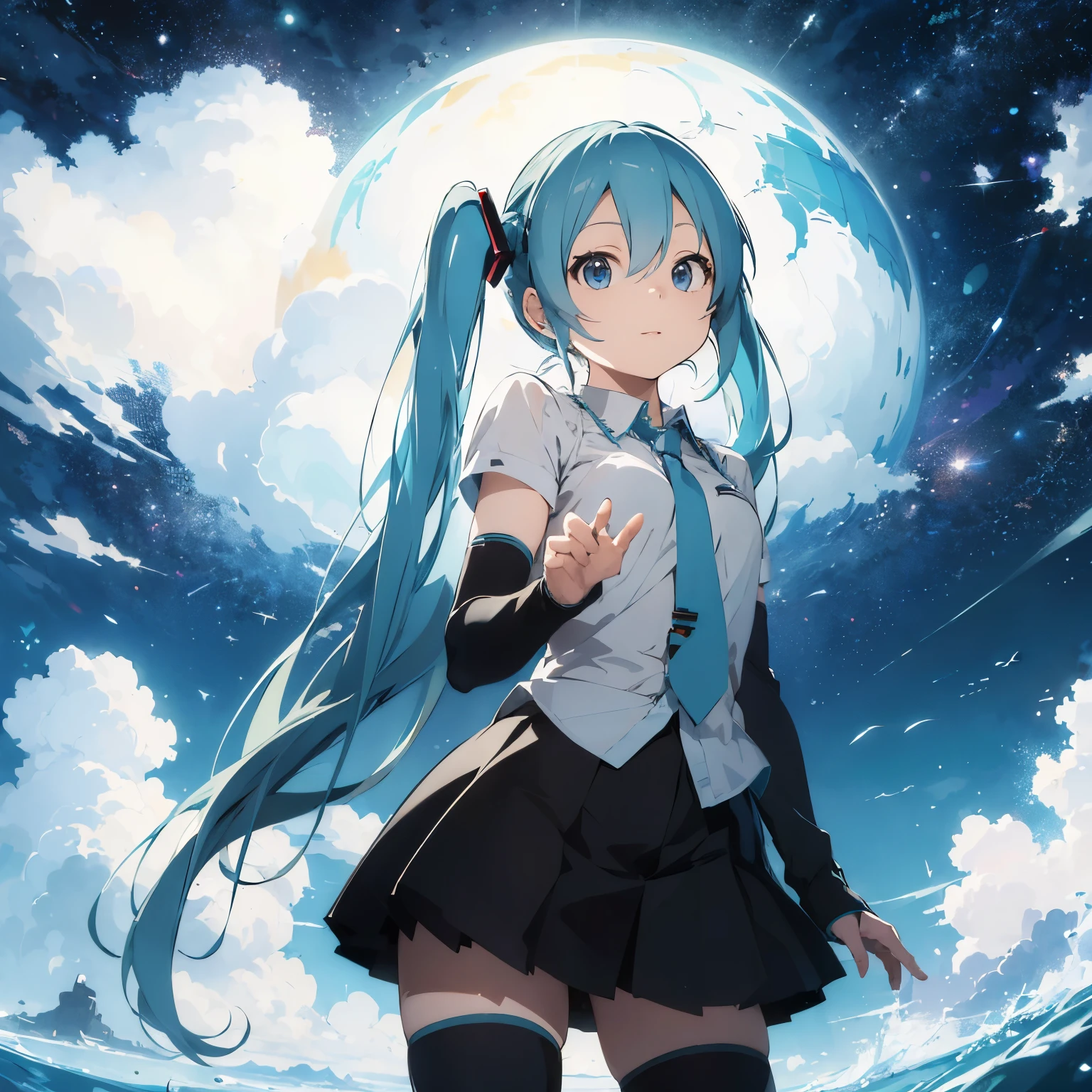 ((highest quality)), ((masterpiece)), (be familiar with), perfect face,knee socks、Are standing、Hatsune Miku