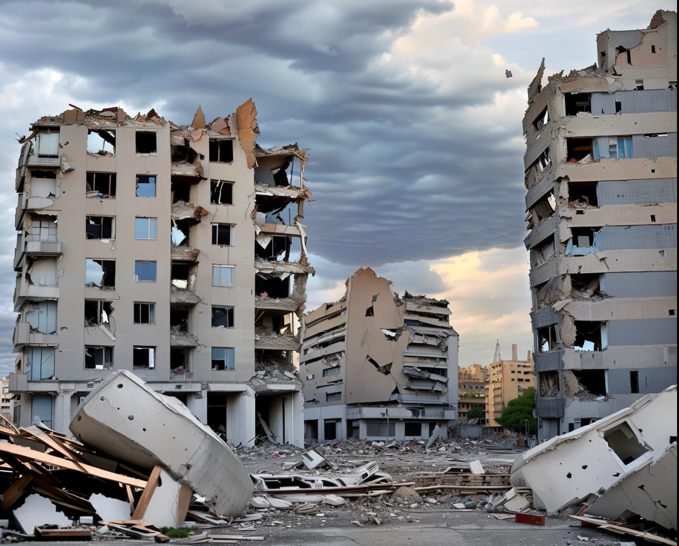 (heavily clouded:1.6),(cloudy day:1.5),Alafid buildings in a city full of rubble, in a Urban ruinsscape, Destroyed modern building, destroyed buildings, destroyed city, Destroyed buildings, destroyed city in the background, Urban ruins in background, Urban ruins,荒凉 Urban ruinsscape, damaged building, outdoors Urban ruinsscape, Destroyed buildings, crumbling building, Damaged cities, Urban ruins in the background, ruined town,Old yellowed photo,Documentary style