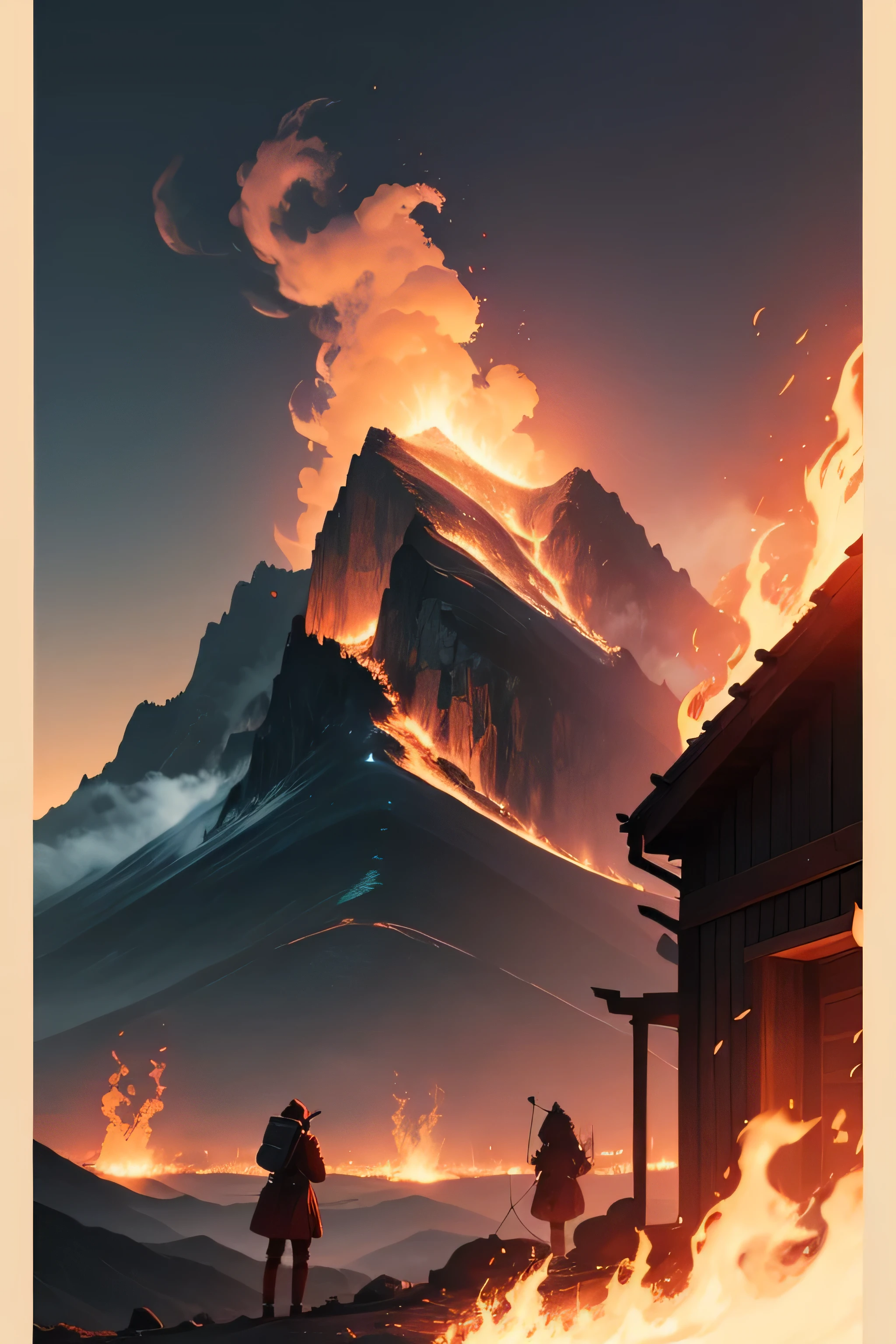 house mountains on fire demons