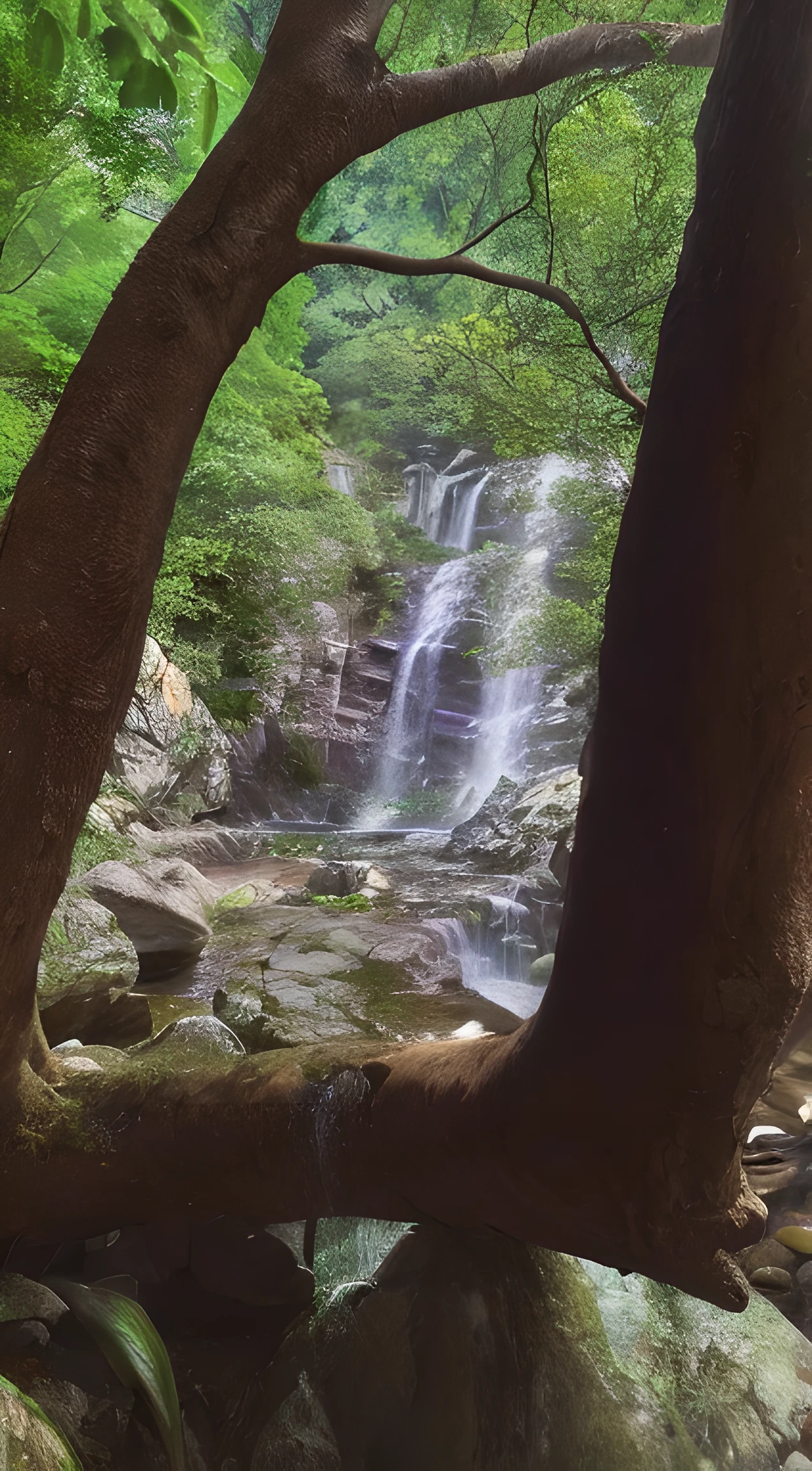 High detail, 8K, ultra HD, high quality, Anime studio, create a image relistict, best lighting , waterfall beautifull