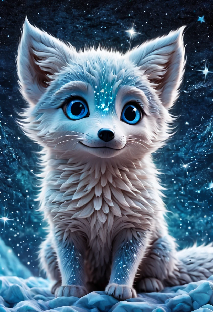 magical starry sky printed artic fox,