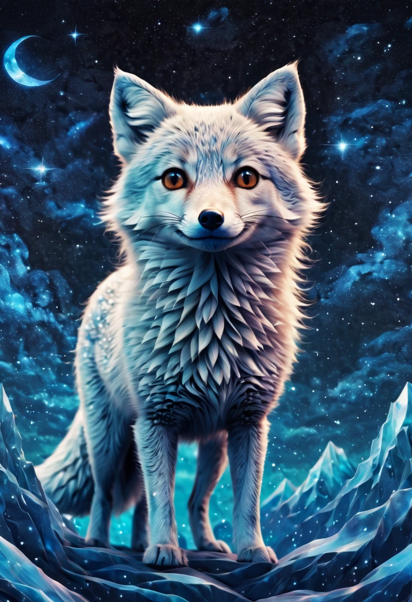 magical starry sky printed artic fox,