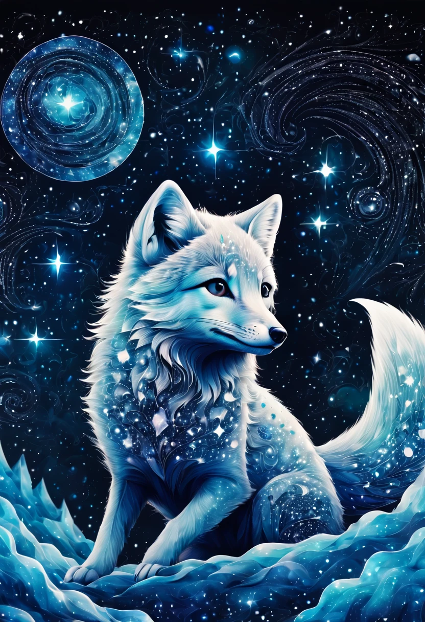 magical starry sky printed artic fox,