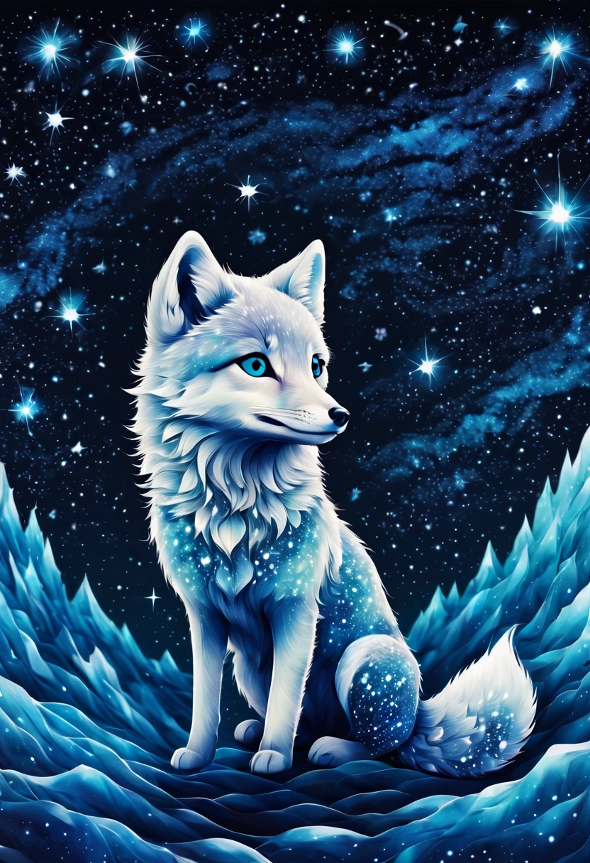 magical starry sky printed artic fox,