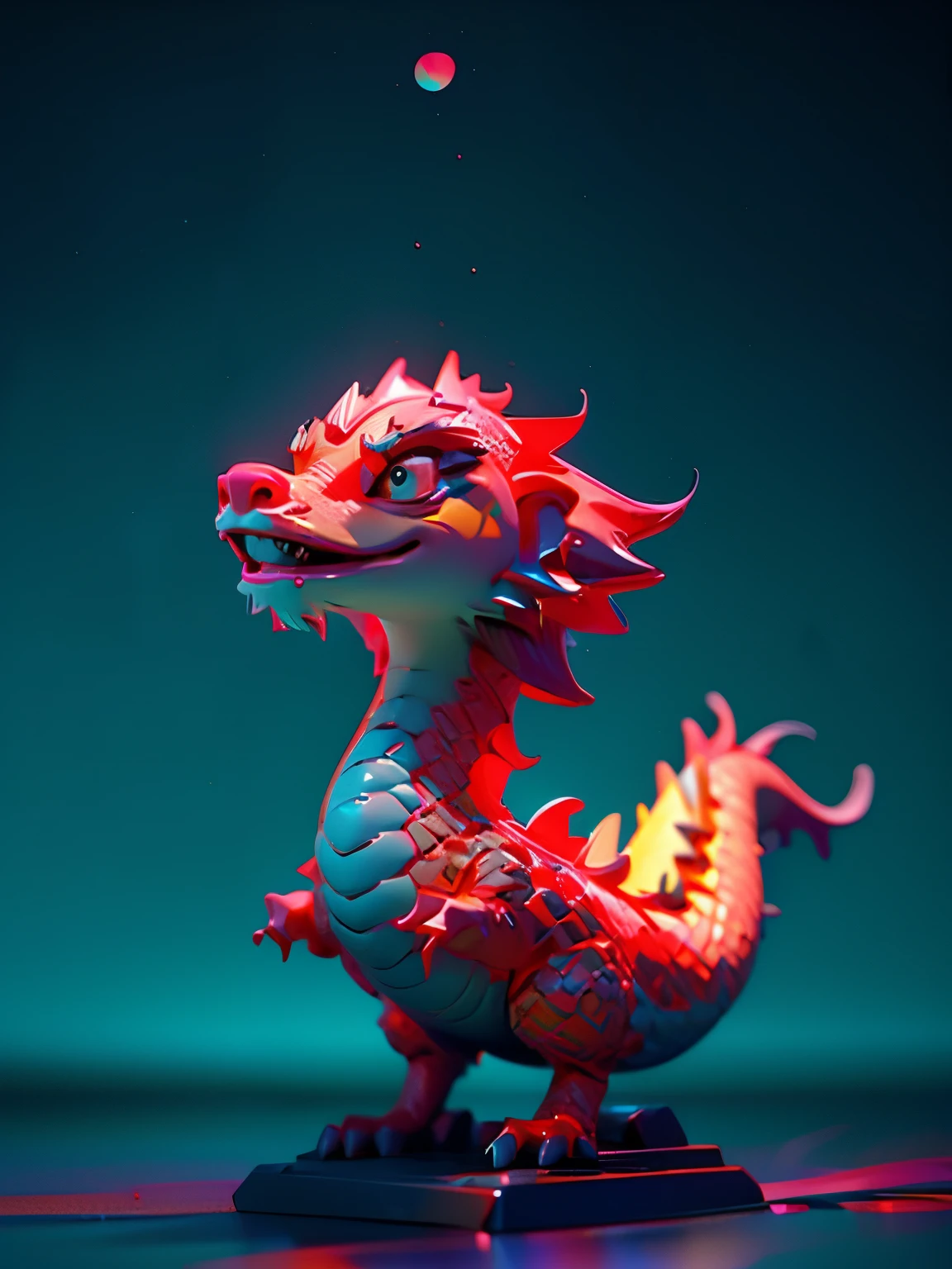 Q version，baby chinese dragon，3d model，minimalist art，Resolution up to 8K，Exhibit ultra-high quality