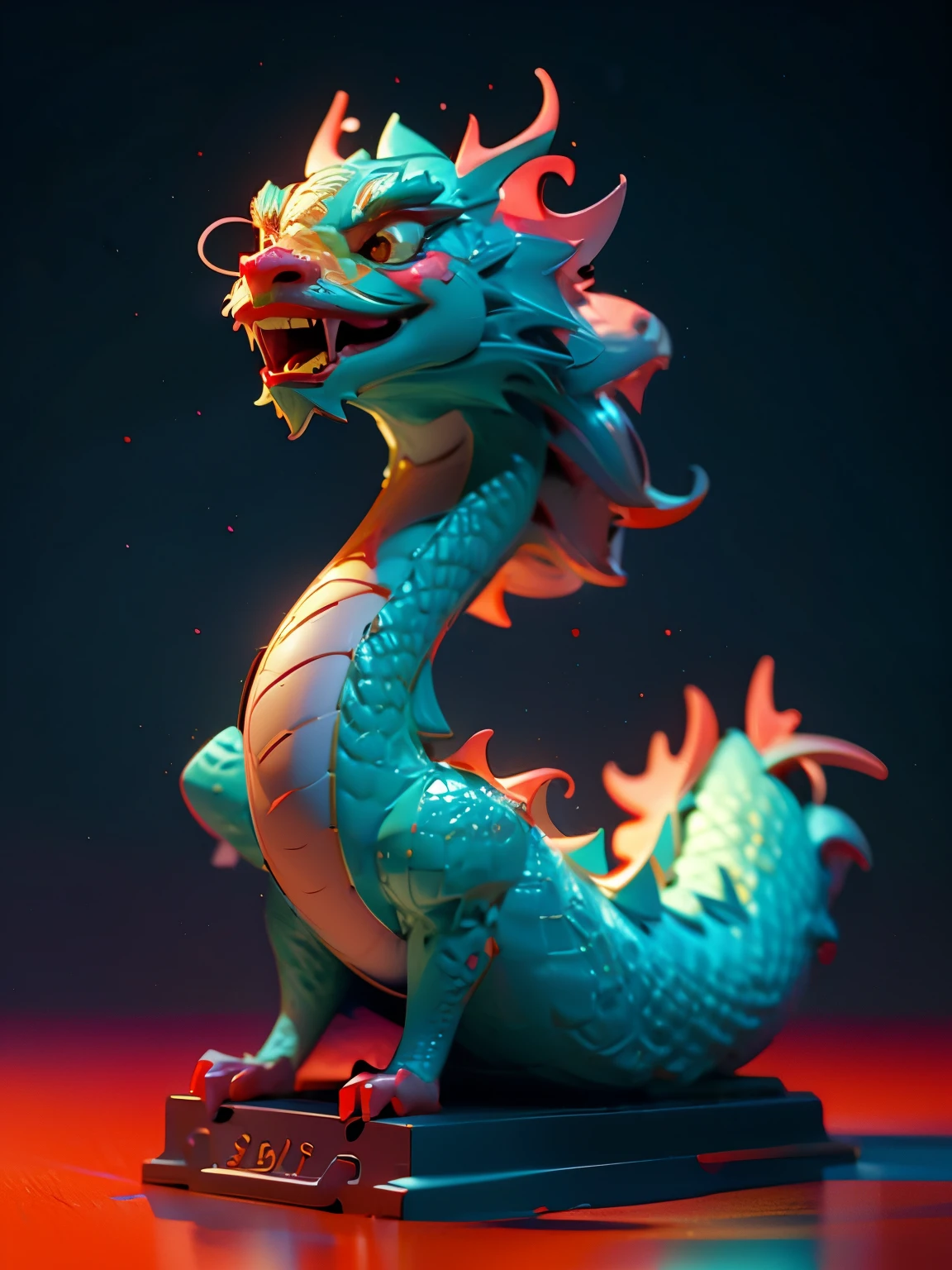 Q version， chinese dragon，3d model，minimalist art，Resolution up to 8K，Exhibit ultra-high quality