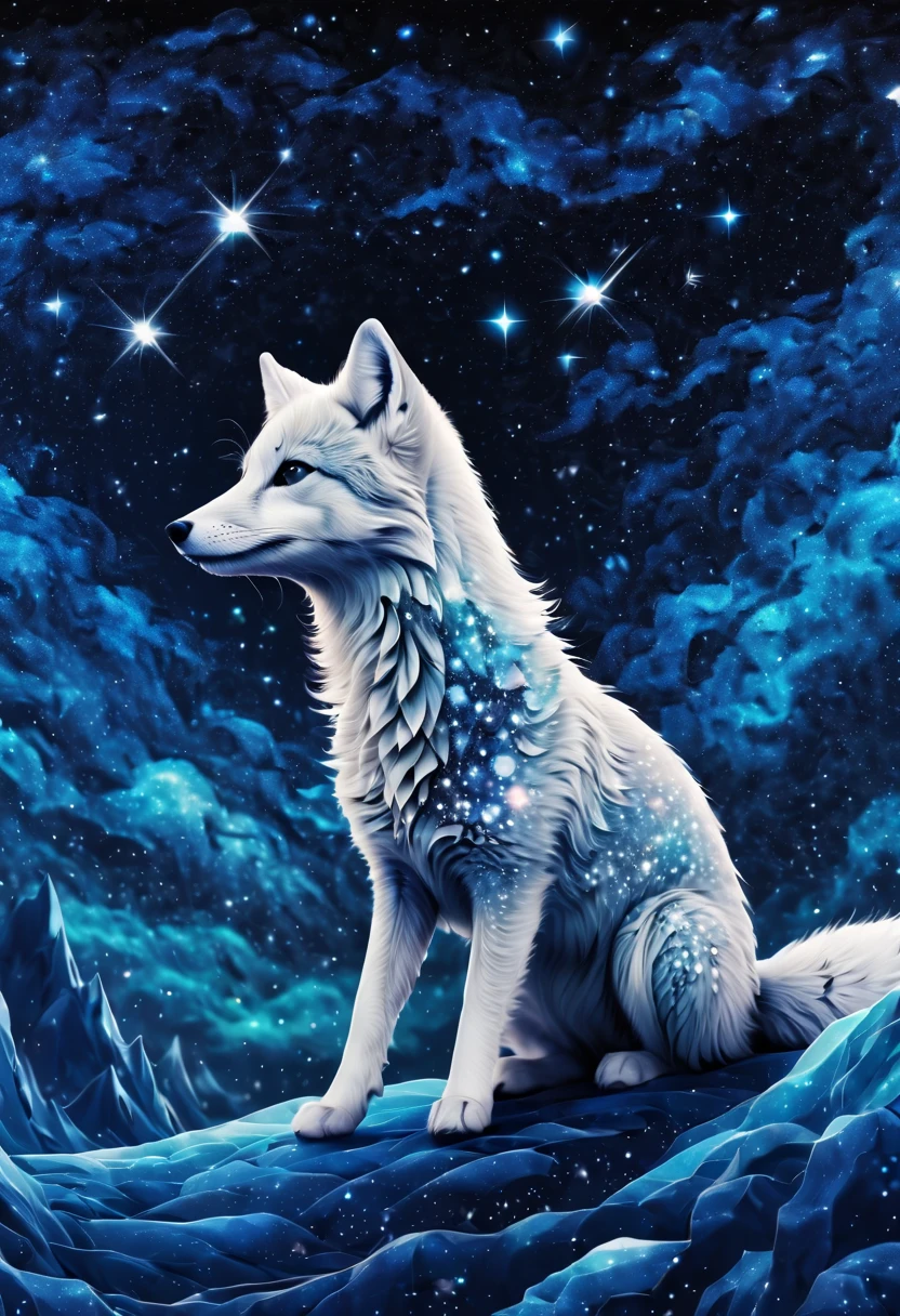 magical starry sky printed artic fox,