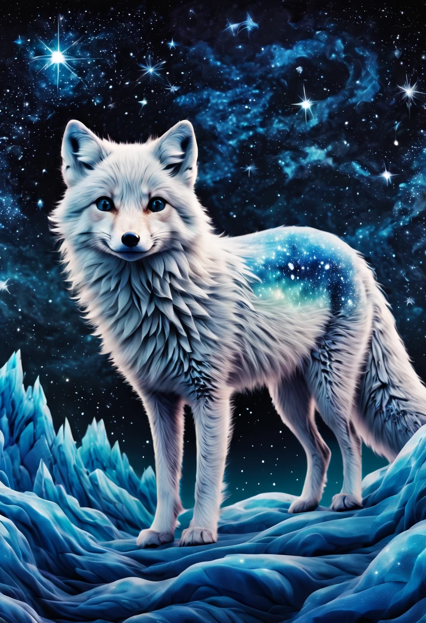 magical starry sky printed artic fox,