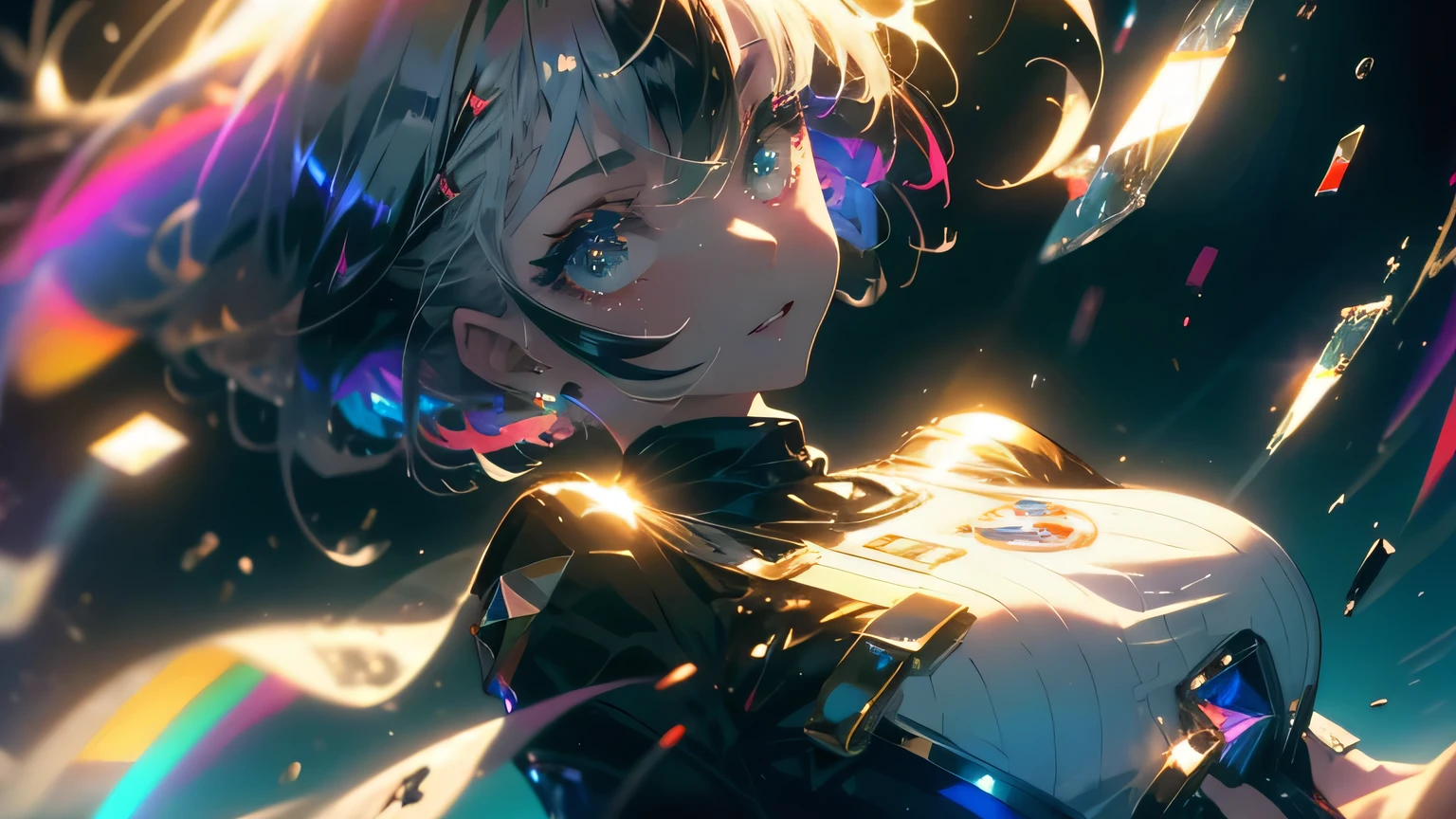 masterpiece,best quality,1girl,closed eyes,upper body,splashing,abstract,psychedelic,neon,(honeycomb pattern),(creative:1.3),sy3,SMM,fantasy00d,