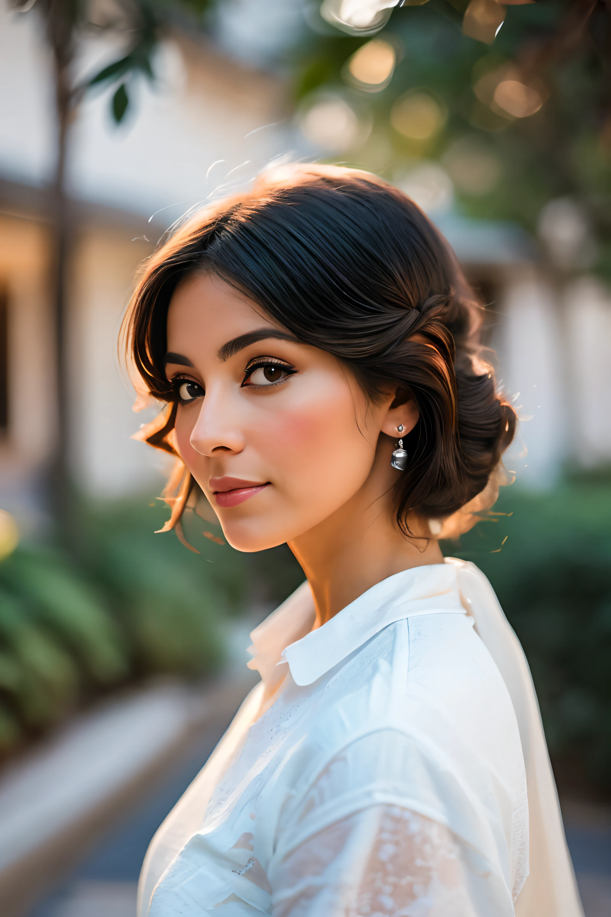 Selfie profissional de uma linda mulher de 25 anos em roupas casual de verao com longos cabelos castanho claro com e ondulados, (( olha paquera)), sardas, beautiful symetrical face, maquiagem natural bonito, ((Standing outside on the city's Nevada Street)), deslumbrante ambiente urbano moderno de luxo, Ultra realista, arte conceitual, elegante, altamente detalhado, intrincado, sharp focus, profundidade de campo, f/1. 8, 85mm, medium shot, medium shot, (centered image compositing), (profissionalmente classificado por cores), ((luz difusa suave brilhante)), volumetric fog, trend on instagram, Trends on Tumblr, hd 4k, 8K