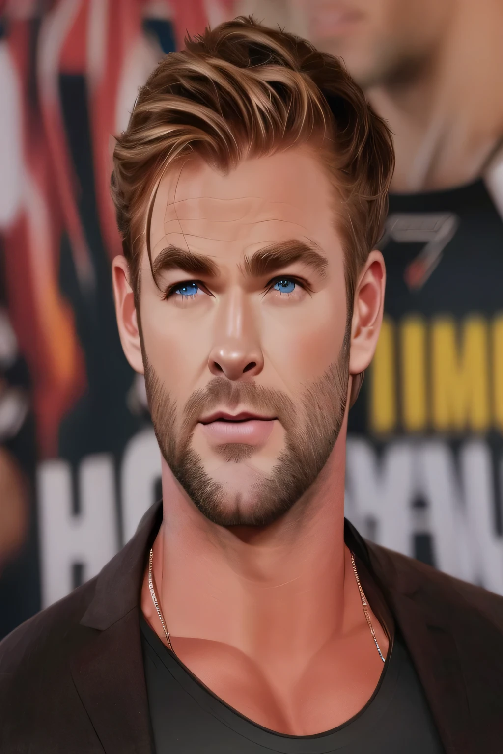 hombre arafed con barba y camisa negra y camisa negra, Chris Hemsworth, Retrato de Chris Hemsworth, Anuncio de Chris Hemsworth Underwear, Actor Liam Hemsworth, plano medio de un guapo, well defined jaw, Hombre guapo, hermoso rostro, strong jaw, Slightly defined jaw, taken in the early 2020s, hombre guapo, Thor