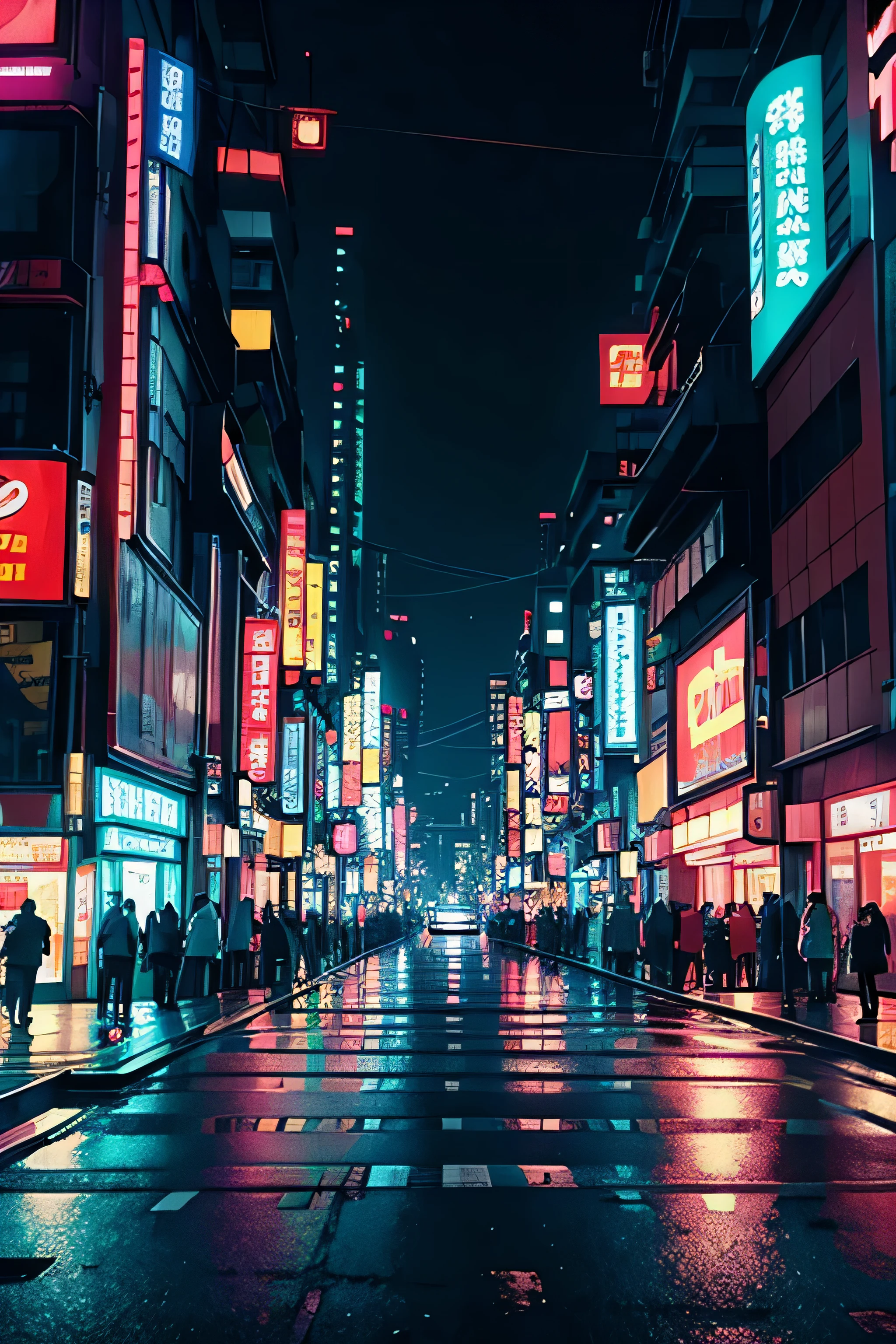 Trailer de Grand Theft Auto, Tokyo street with neon lights, Cidade ambiental em grande escala,Rich in technological details and decorations, Vista do solo