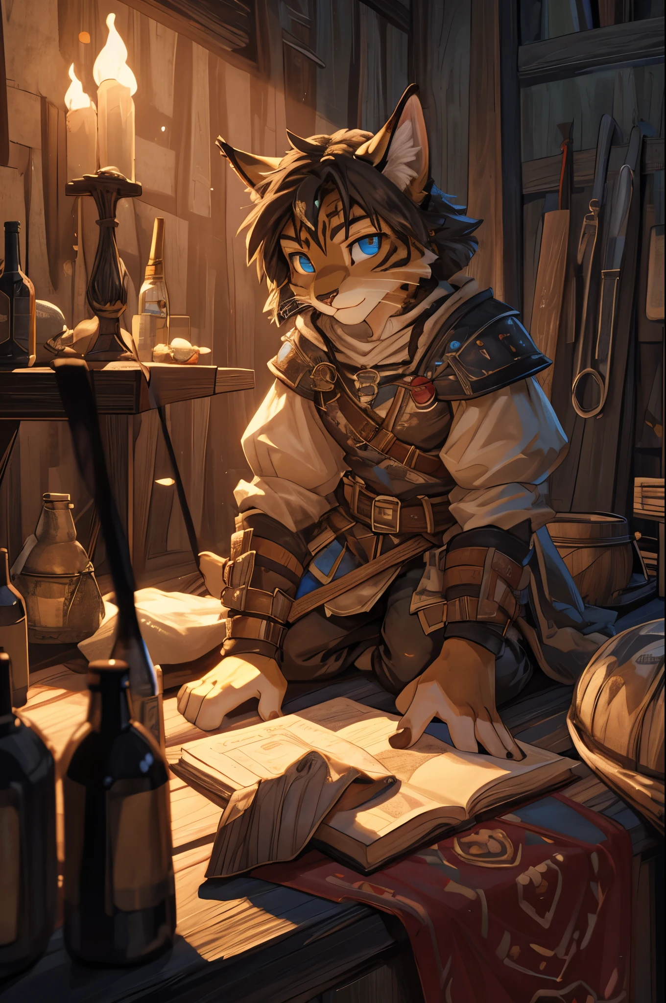 (8k, RAW photo, best quality, masterpiece), (1girl, young tiny girl:1.5), a detailed character portrait, clearly worked out detail, (Tabaxi, khajiit), (rogue, thief, bandit), fantasy hobo ripped clothes, rpg, dnd, lithe, intricate, cinematic, natural lighting, anime, MAPPA style, raytracing, detailed face, high resolution, (ultra detailed)