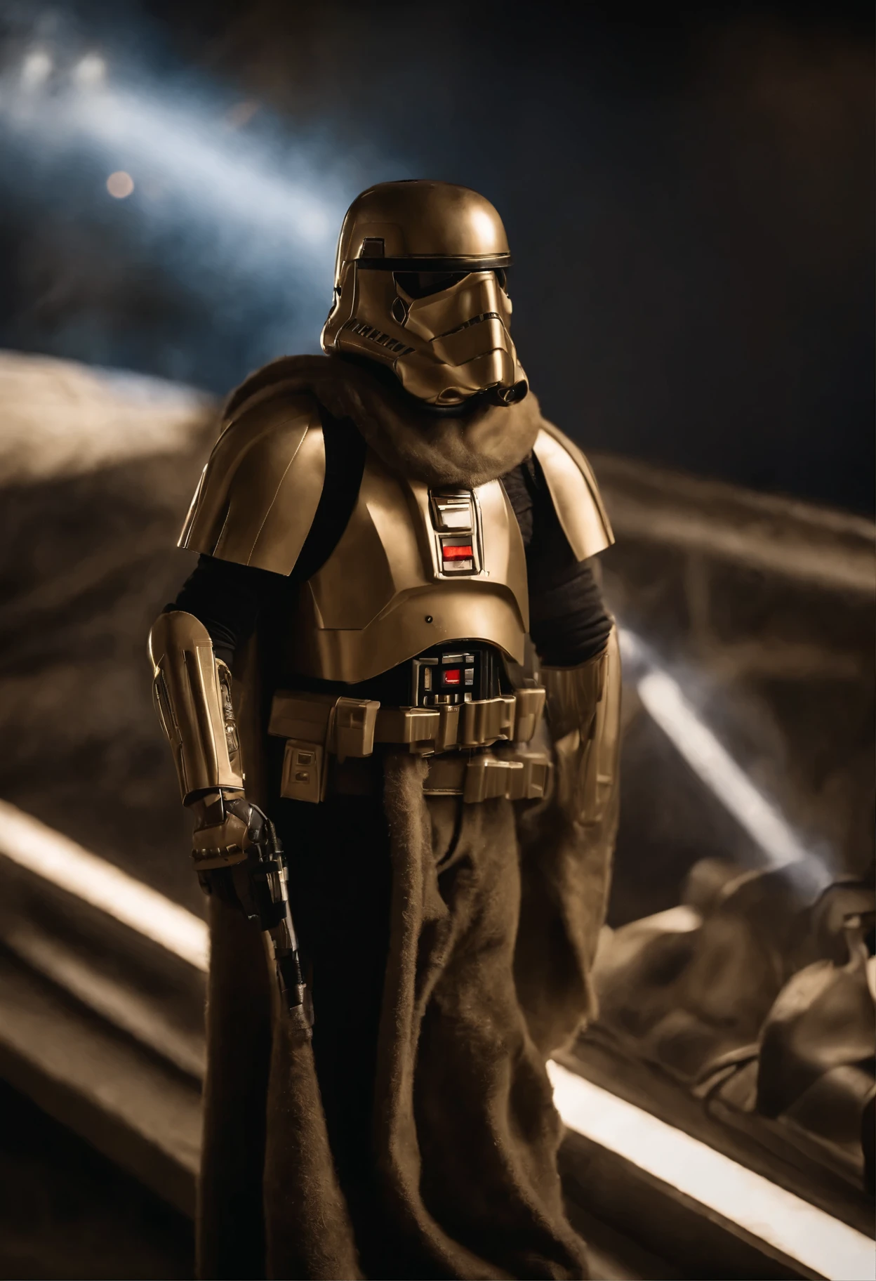 Tous les personnages de Star Wars dans une photo dans l'espace avec des vaisseau TIE et sabre laser