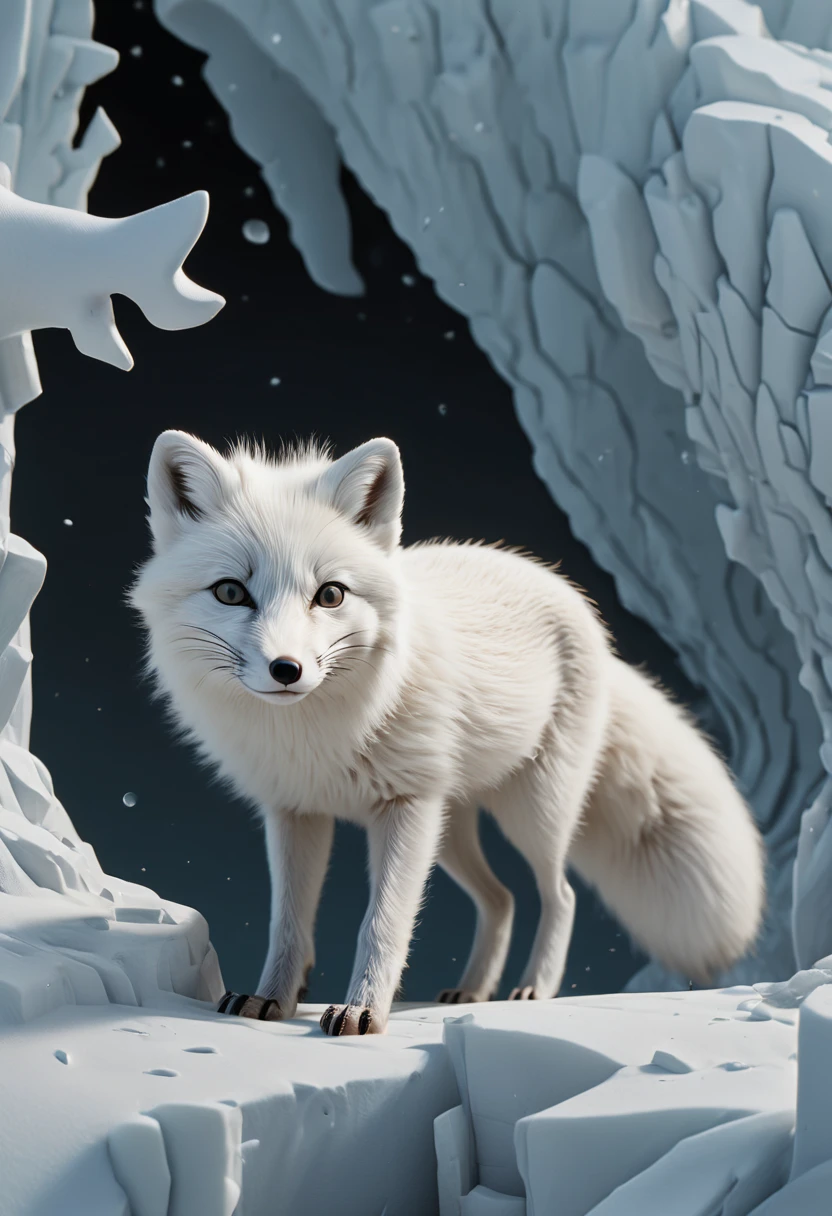 a cute colorful chibi arctic fox wearing mask, ice background, godrays, ultra high res, (photorealistic, realistic:1.2), deep shadow, raw photo, film grain, Fujifilm XT3, 8k uhd, dslr, (best quality, masterpiece, Representative work, official art, Professional, Ultra intricate detailed, 8k:1.3)