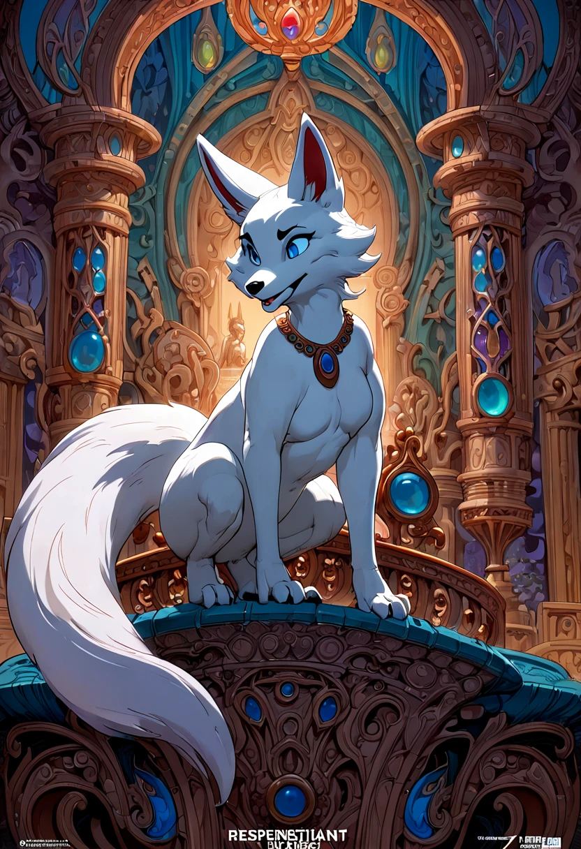 by Don Bluth, white fox, (best quality, masterpiece, Representative work, official art, Professional, Ultra intricate detailed, 8k:1.3)