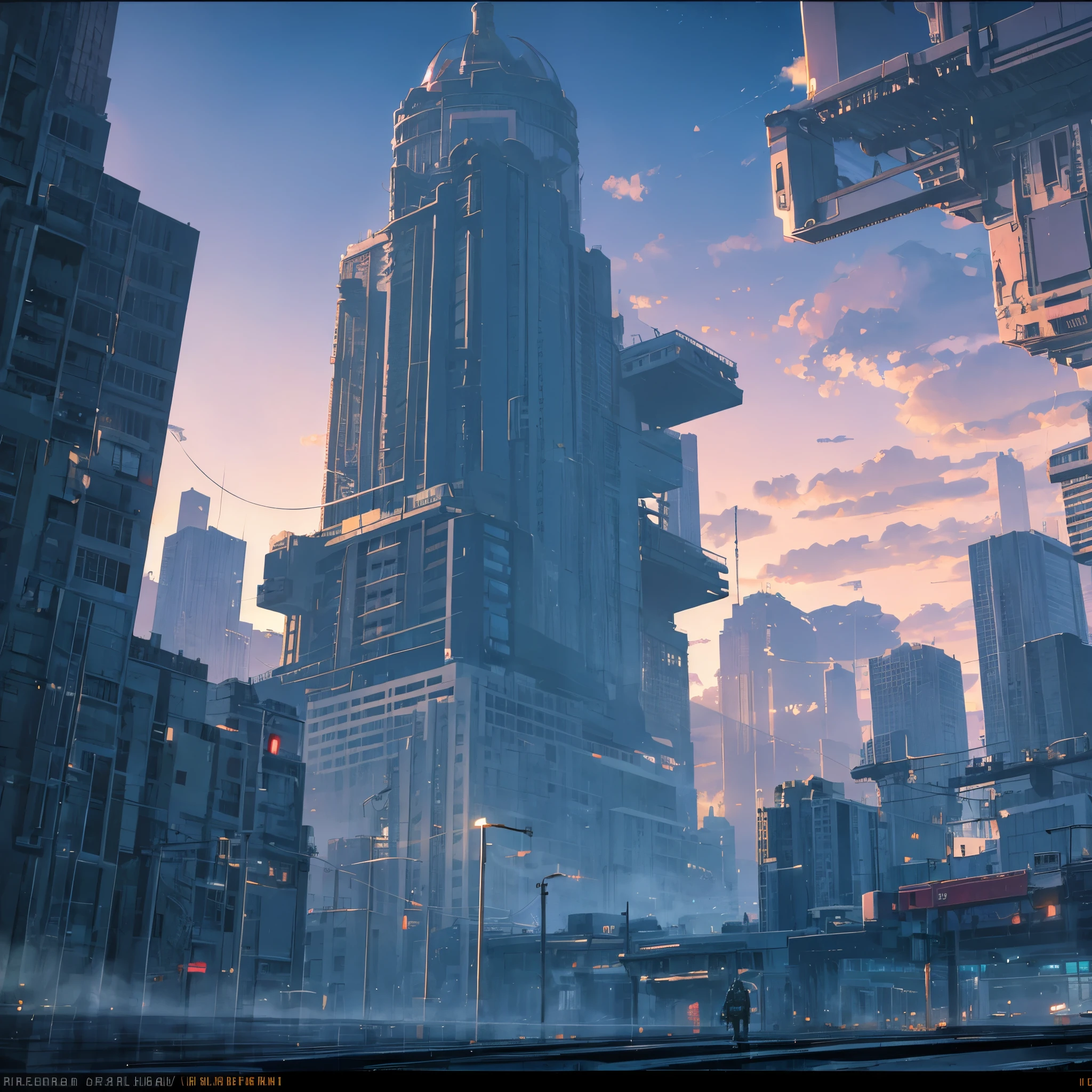 abandoned town, sci-fi, dawn, no people, modern, outdoors, a night, lake, lines, cloud, fine details, machine, night, dark, heaven, urban, cyber