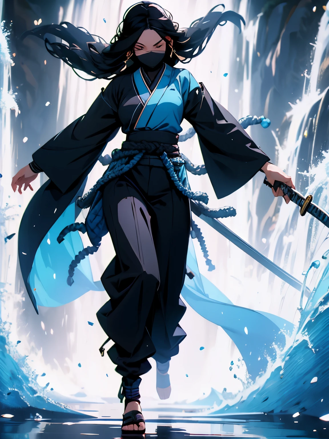 ((masterpiece)),  (high quality: 1.6), 1woman, a drawing of a woman in a revealing kimono outfit holding a sword, she has long black hair, she is holding a katana sword, female samurai, inspired by Tōshūsai Sharaku, katana zero video game character, inspired by Nishikawa Sukenobu, inspired by Maki Haku, fox nobushi holding a naginata, black - haired mage