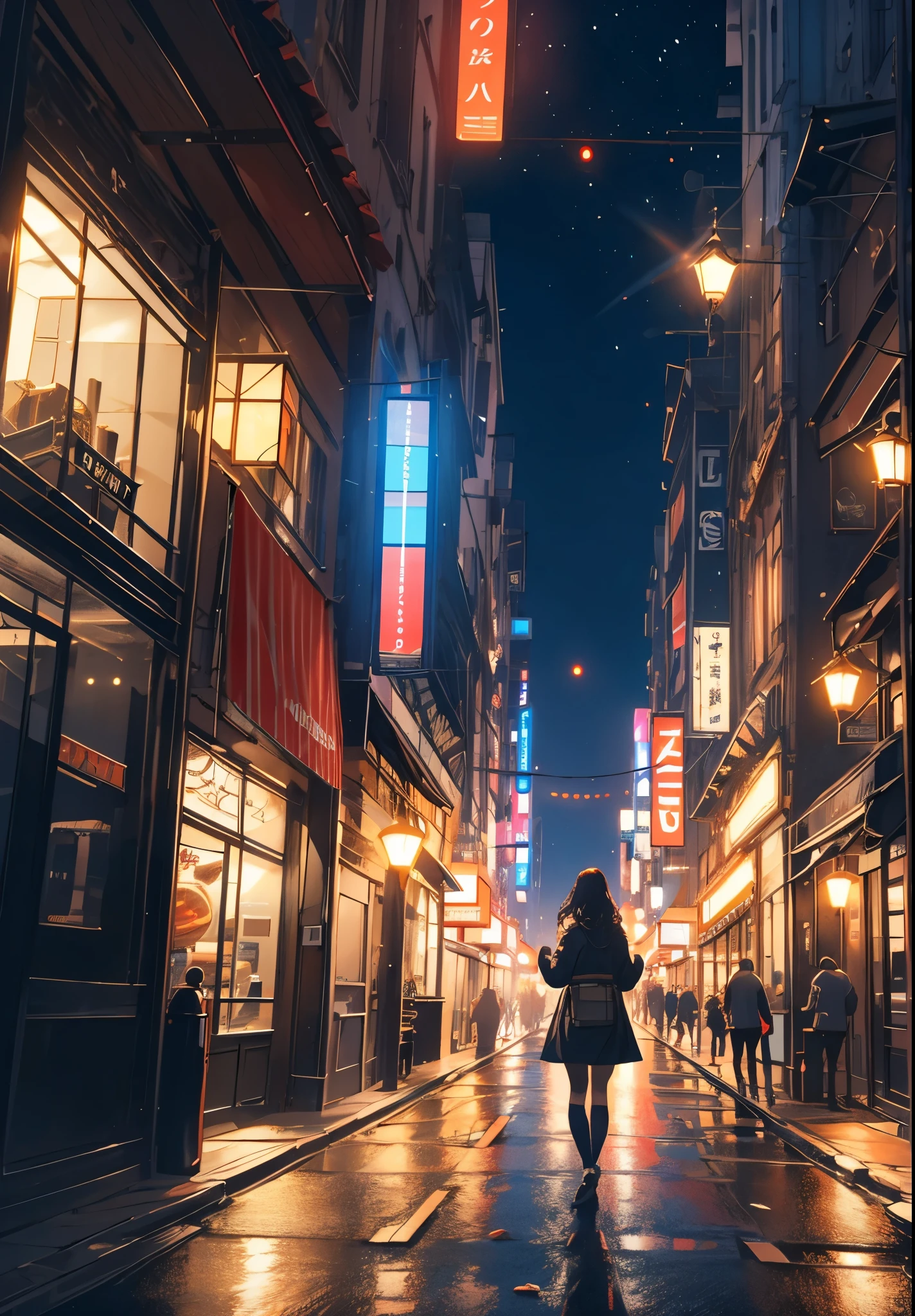 4k, 8k, Ray Tracing, Amazing Detail, Fantastic Graphic, Brilliant Quality, Masterpiece, Wallpaper, High Resolution, Amazing Textures, Woman, Glowing City