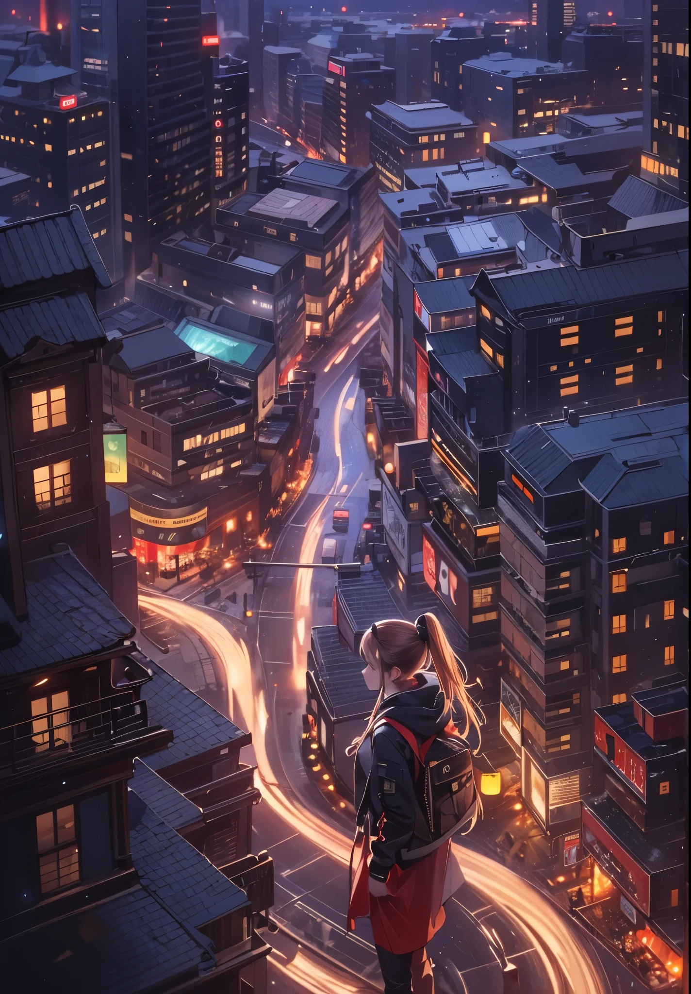 4k, 8k, Ray Tracing, Amazing Detail, Fantastic Graphic, Brilliant Quality, Masterpiece, Wallpaper, High Resolution, Amazing Textures, Woman, Glowing City