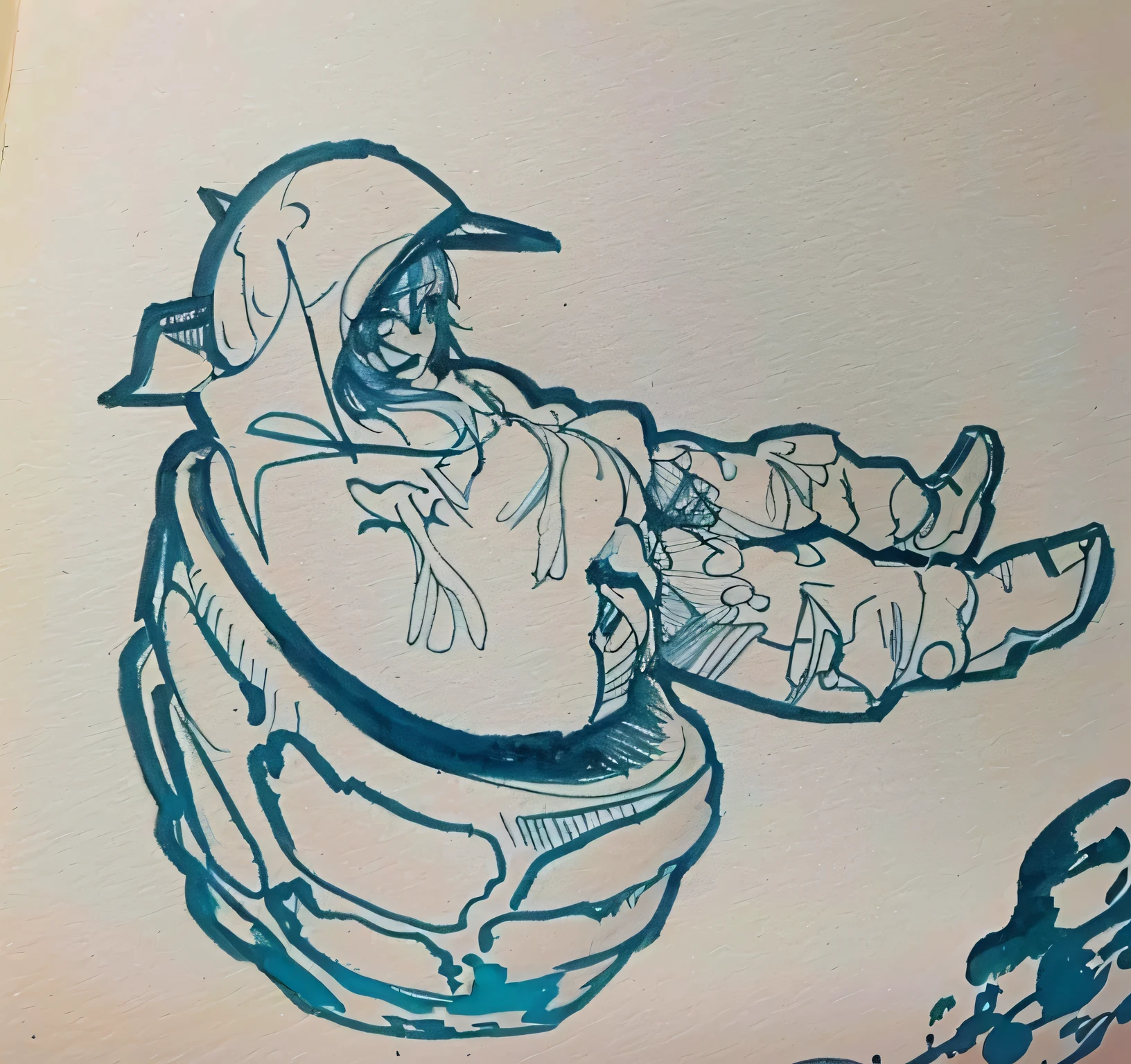 desenho de um homem com capacete e jaqueta em uma motocicleta, hachura detalhada, escrito em tinta ciano, pen and ink illustration, illustration in pen an ink, caneta and ink, caneta and ink illustration, caneta - and - ink illustration, caneta-and-ink illustration, ink and ballpoint, caneta & desenho a tinta, ink illustration