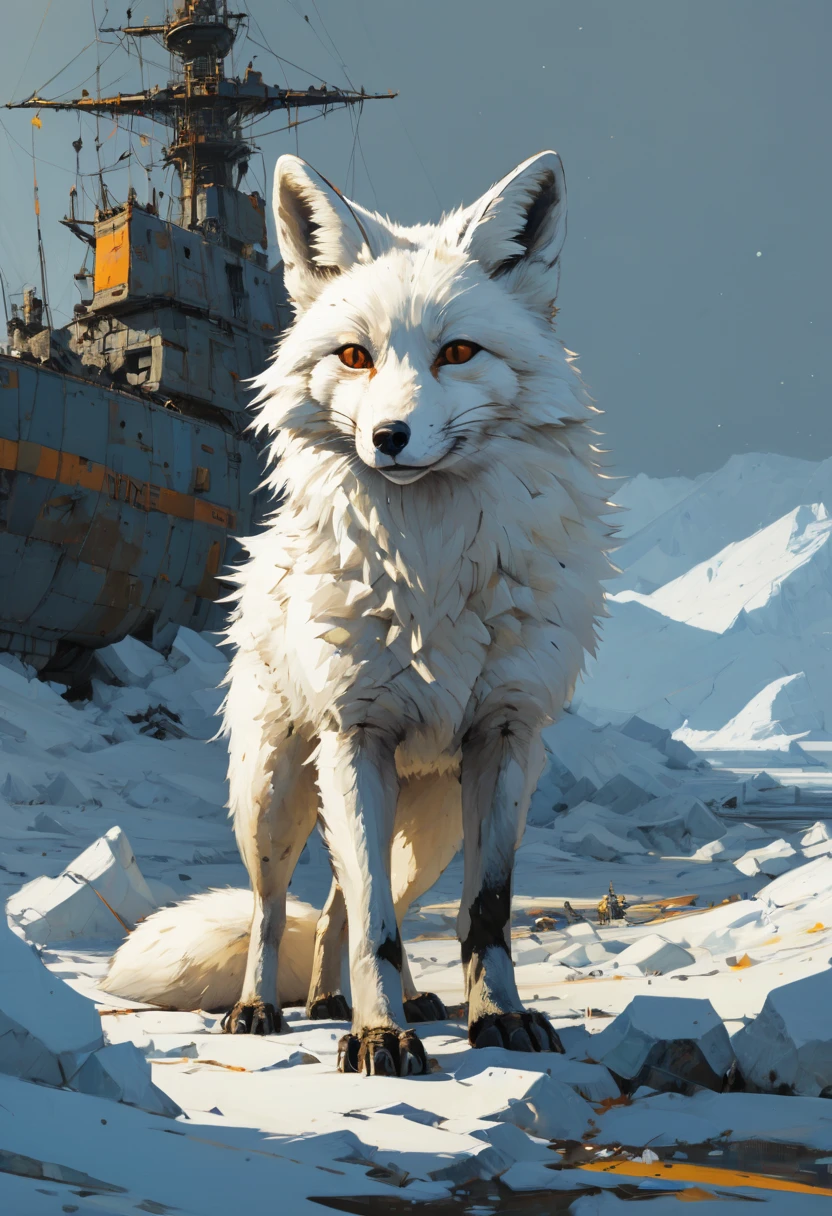 white fox by Ian McQue, arctic, best quality, masterpiece, Representative work, official art, Professional, Ultra intricate detailed, 8k
