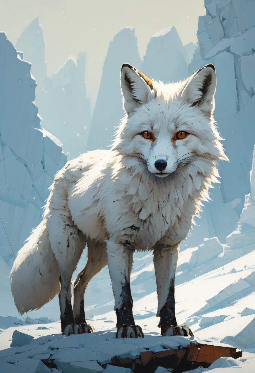 white fox by Ian McQue, arctic, best quality, masterpiece, Representative work, official art, Professional, Ultra intricate detailed, 8k