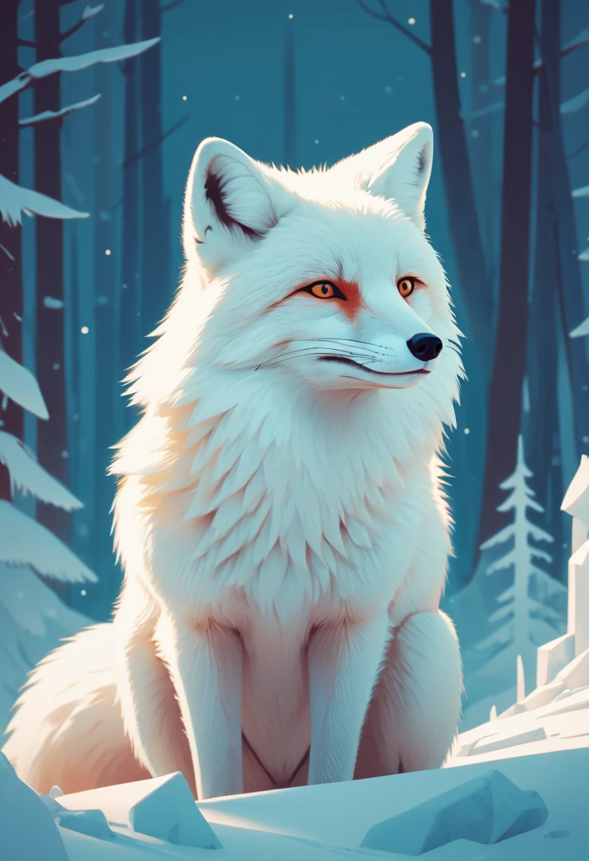 white fox by James Gilleard, arctic, best quality, masterpiece, Representative work, official art, Professional, Ultra intricate detailed, 8k
