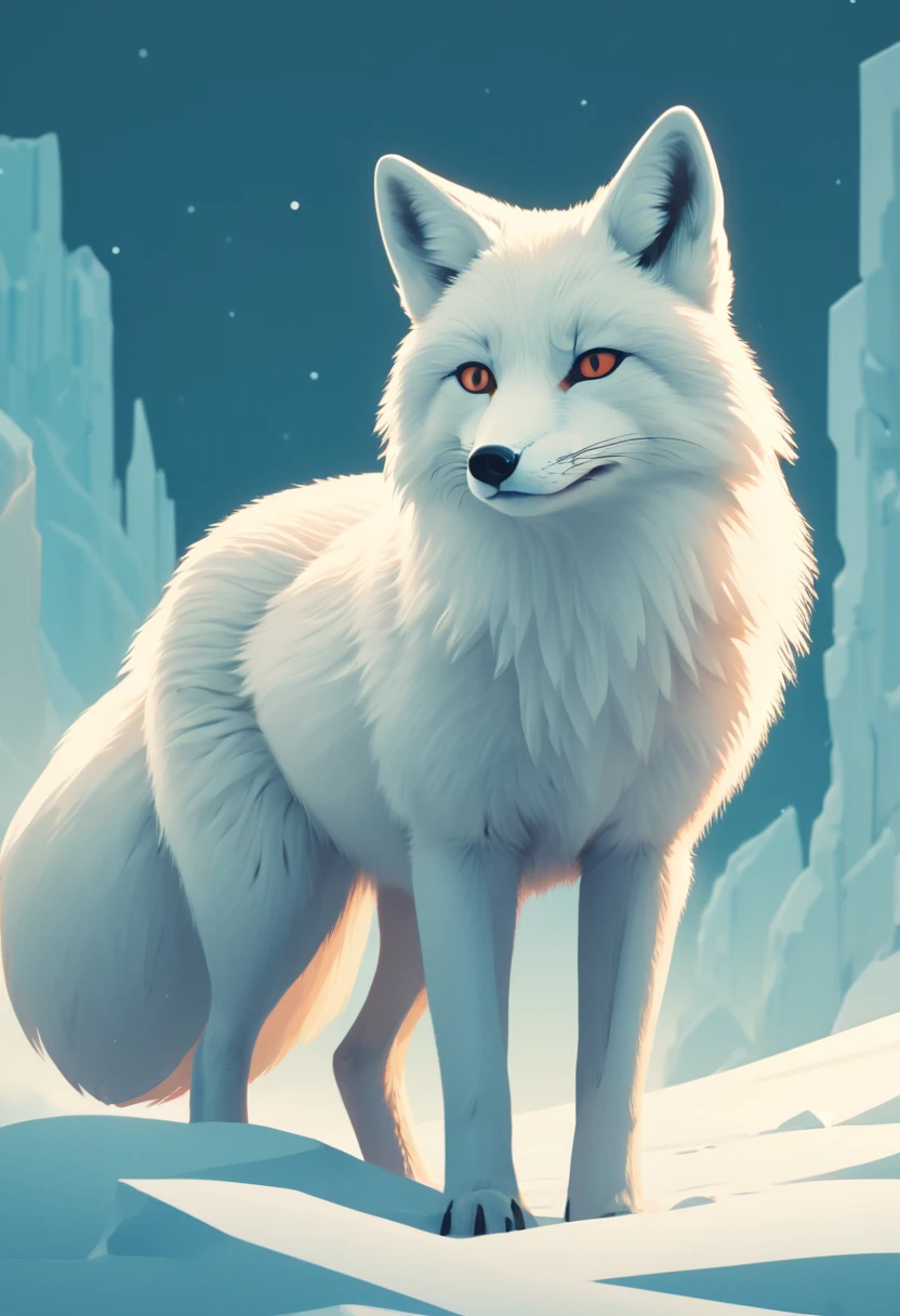 white fox by James Gilleard, arctic, best quality, masterpiece, Representative work, official art, Professional, Ultra intricate detailed, 8k