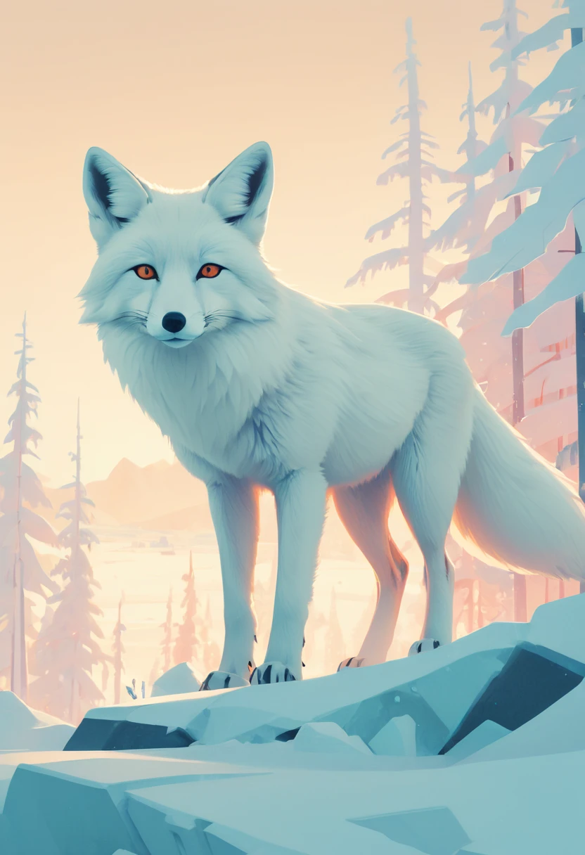 white fox by James Gilleard, arctic, best quality, masterpiece, Representative work, official art, Professional, Ultra intricate detailed, 8k