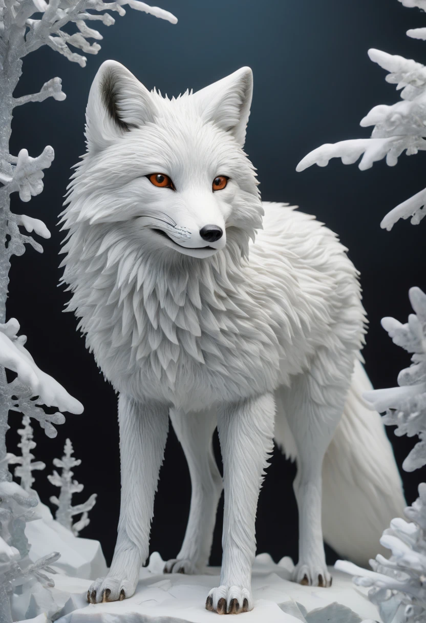 white fox by James Gilleard, arctic, best quality, masterpiece, Representative work, official art, Professional, Ultra intricate detailed, 8k