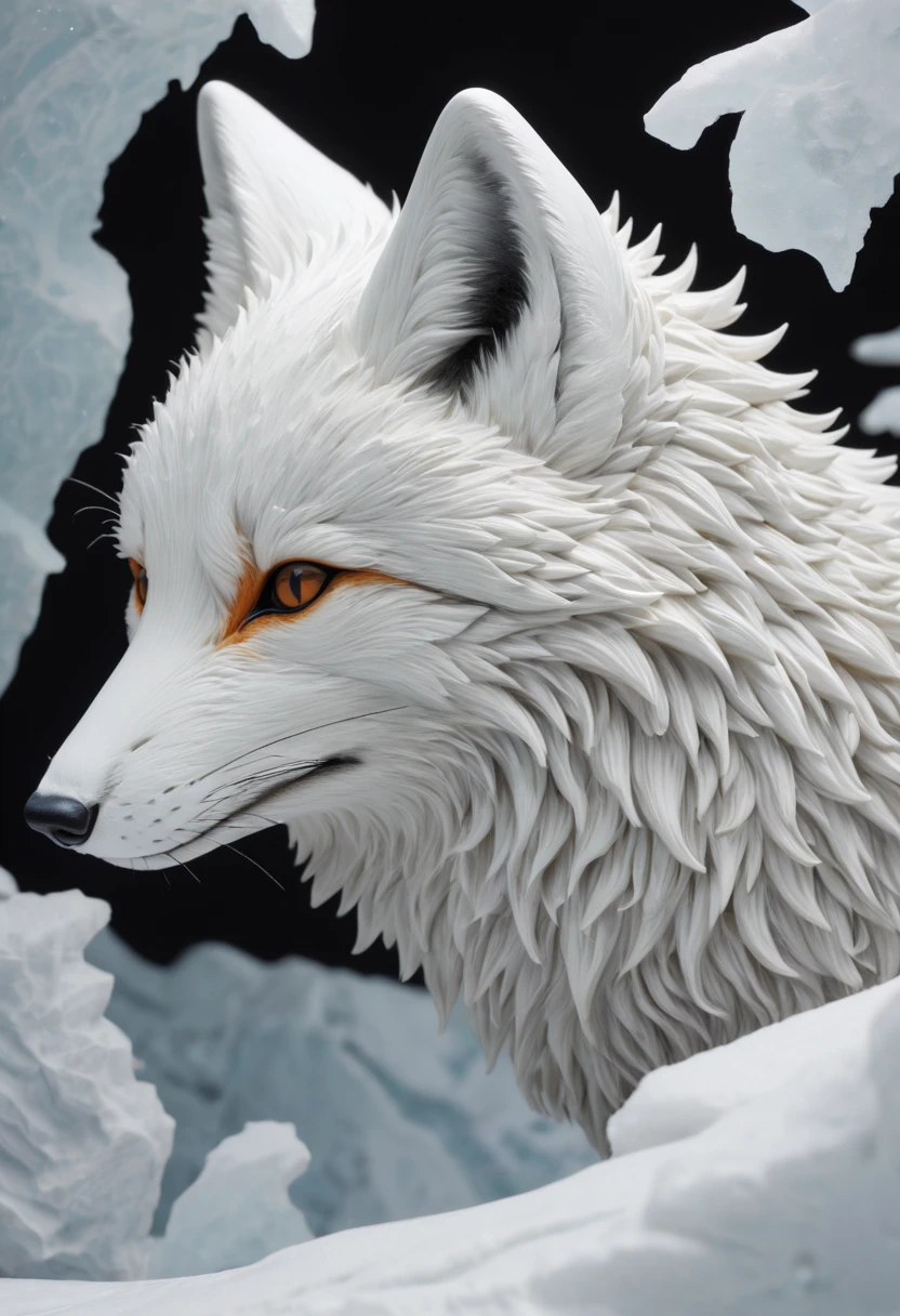 white fox by James Gilleard, arctic, best quality, masterpiece, Representative work, official art, Professional, Ultra intricate detailed, 8k