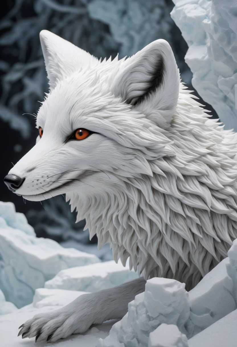 white fox by James Gilleard, arctic, best quality, masterpiece, Representative work, official art, Professional, Ultra intricate detailed, 8k
