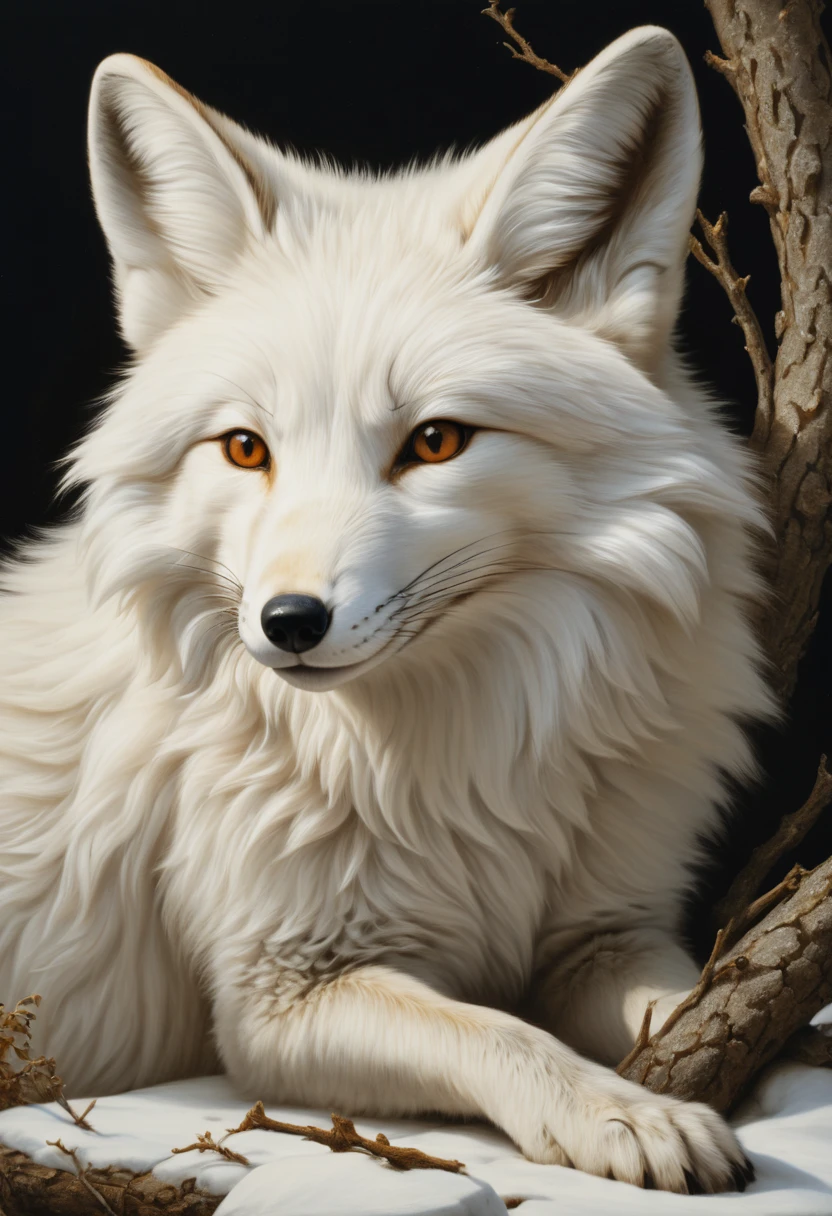 white fox by James Gilleard, arctic, best quality, masterpiece, Representative work, official art, Professional, Ultra intricate detailed, 8k