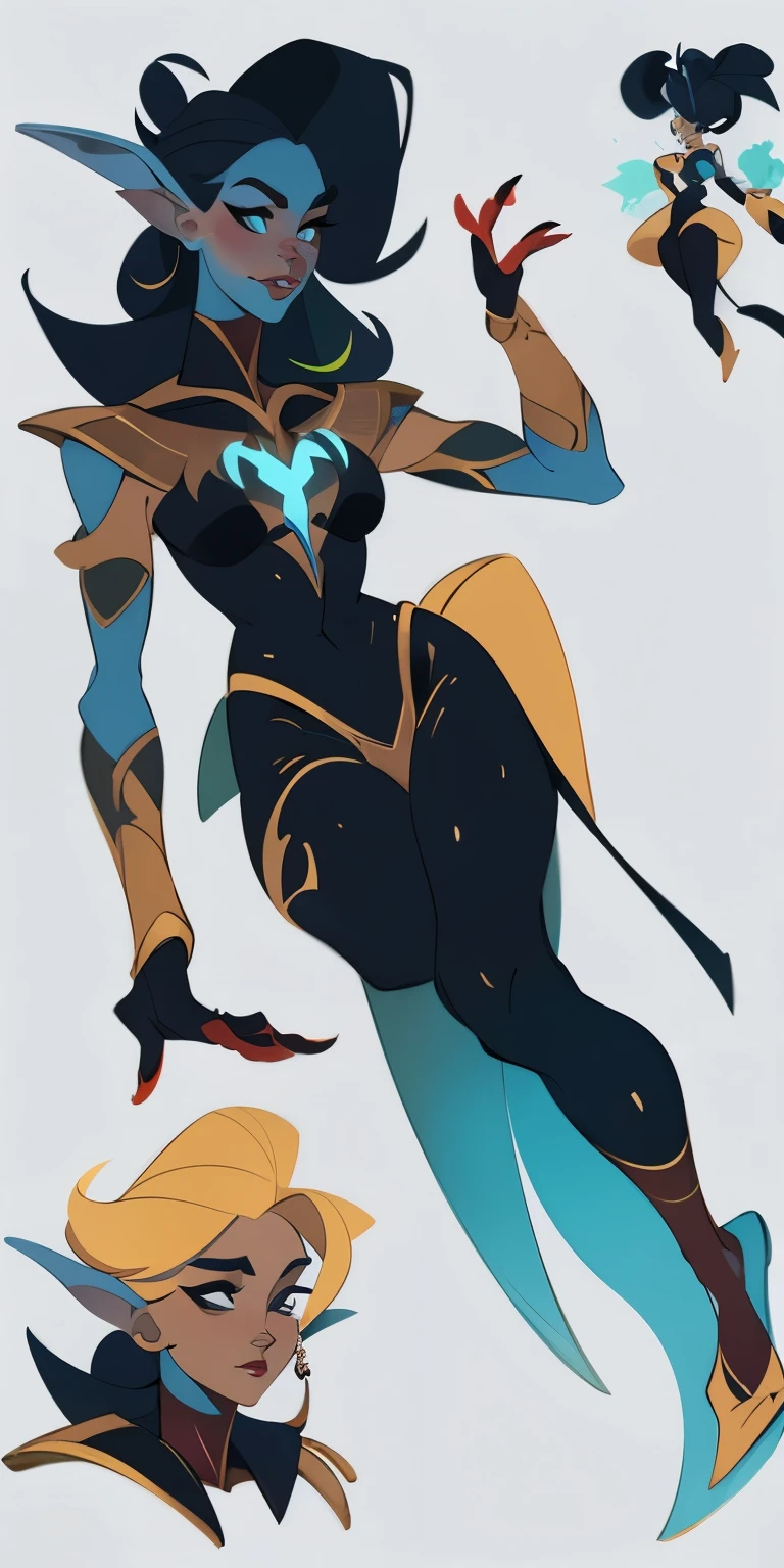 Kick character concept, whole body, Young woman, enchantress