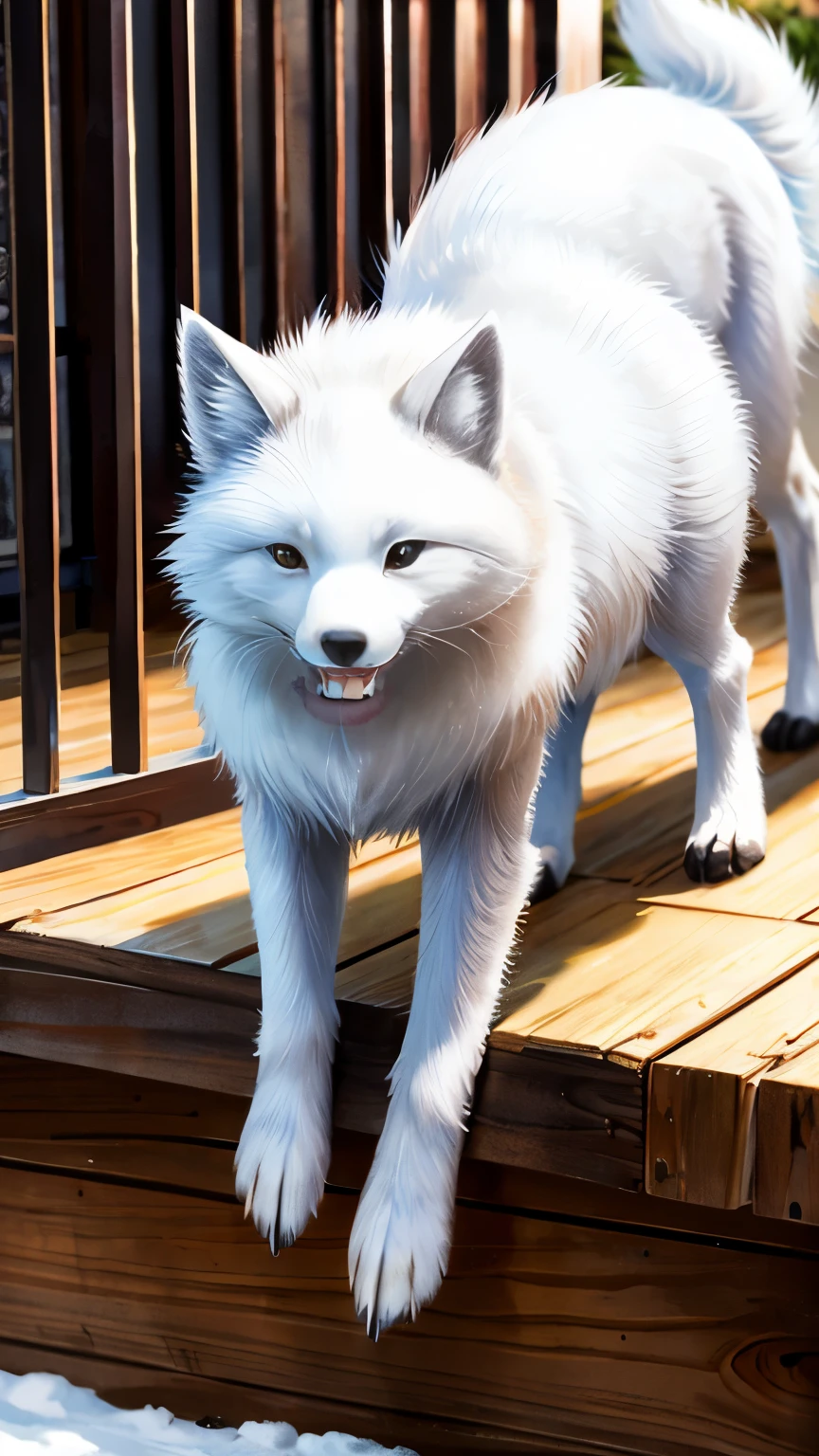 Arctic fox in the zoo's breeding room
