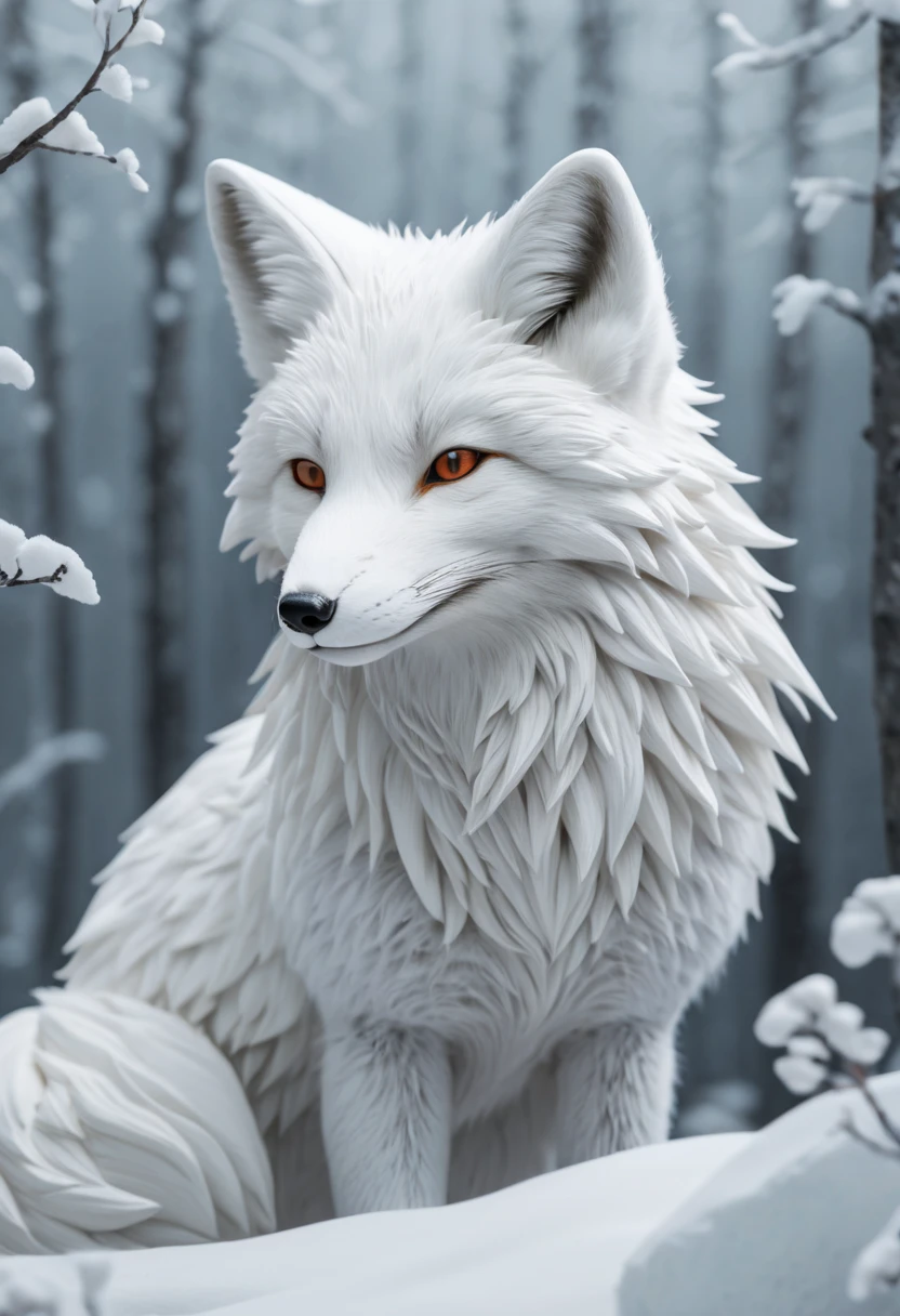 white fox by yukisakura, arctic, best quality, masterpiece, Representative work, official art, Professional, Ultra intricate detailed, 8k