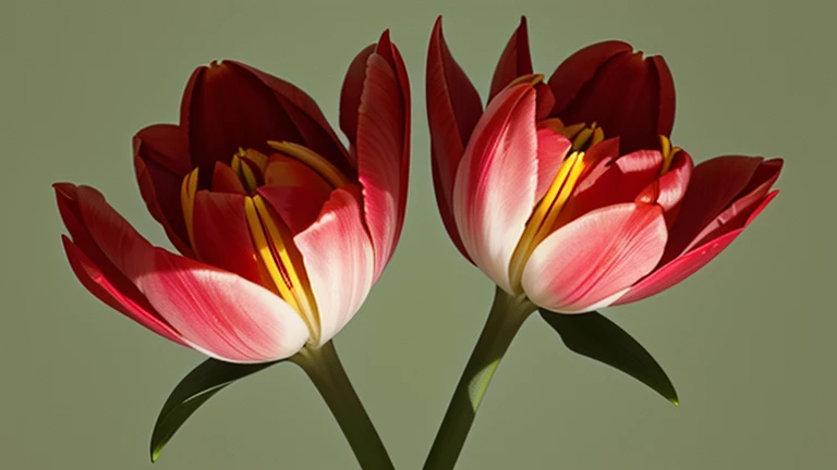 Generates an image of a tulip, with red petals and a green pistil.