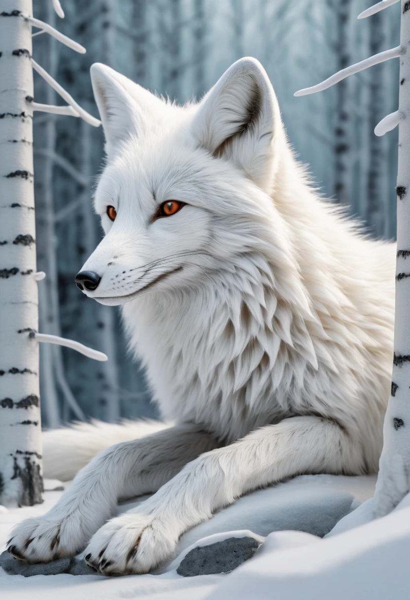 white fox by Hariton Pushwagner, arctic, best quality, masterpiece, Representative work, official art, Professional, Ultra intricate detailed, 8k