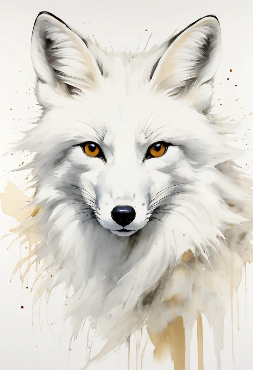 white fox by David Downton, arctic, best quality, masterpiece, Representative work, official art, Professional, Ultra intricate detailed, 8k