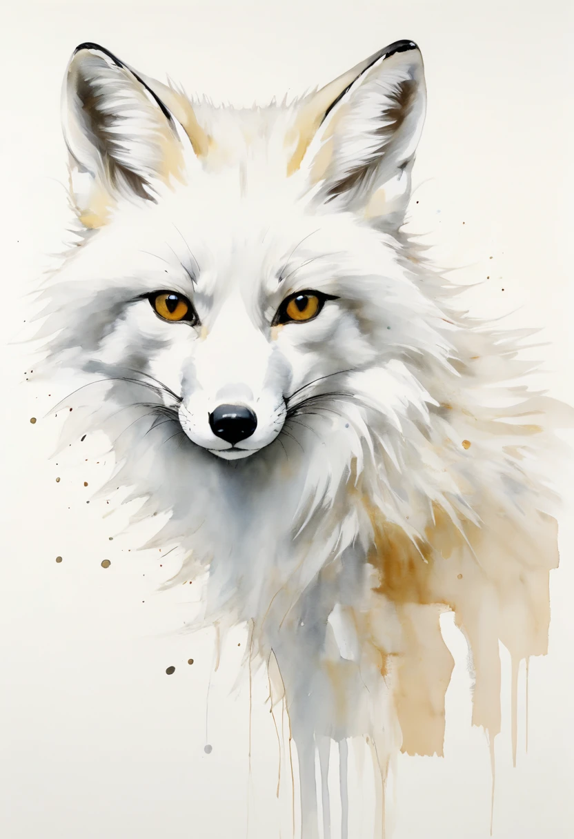 white fox by David Downton, arctic, best quality, masterpiece, Representative work, official art, Professional, Ultra intricate detailed, 8k