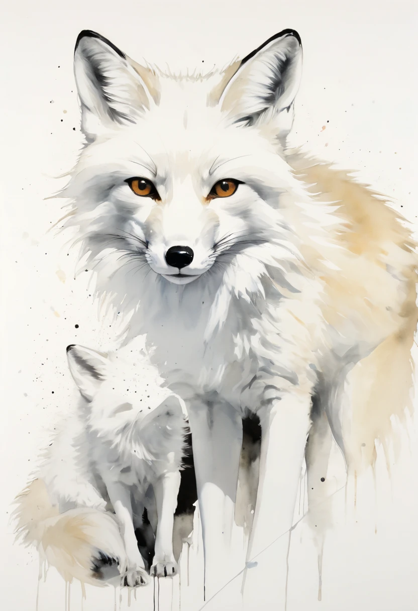white fox by David Downton, arctic, best quality, masterpiece, Representative work, official art, Professional, Ultra intricate detailed, 8k