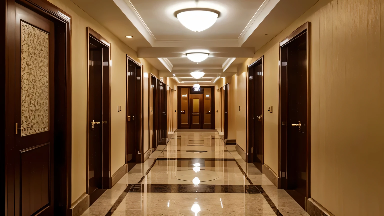 a large corridor in a hotel