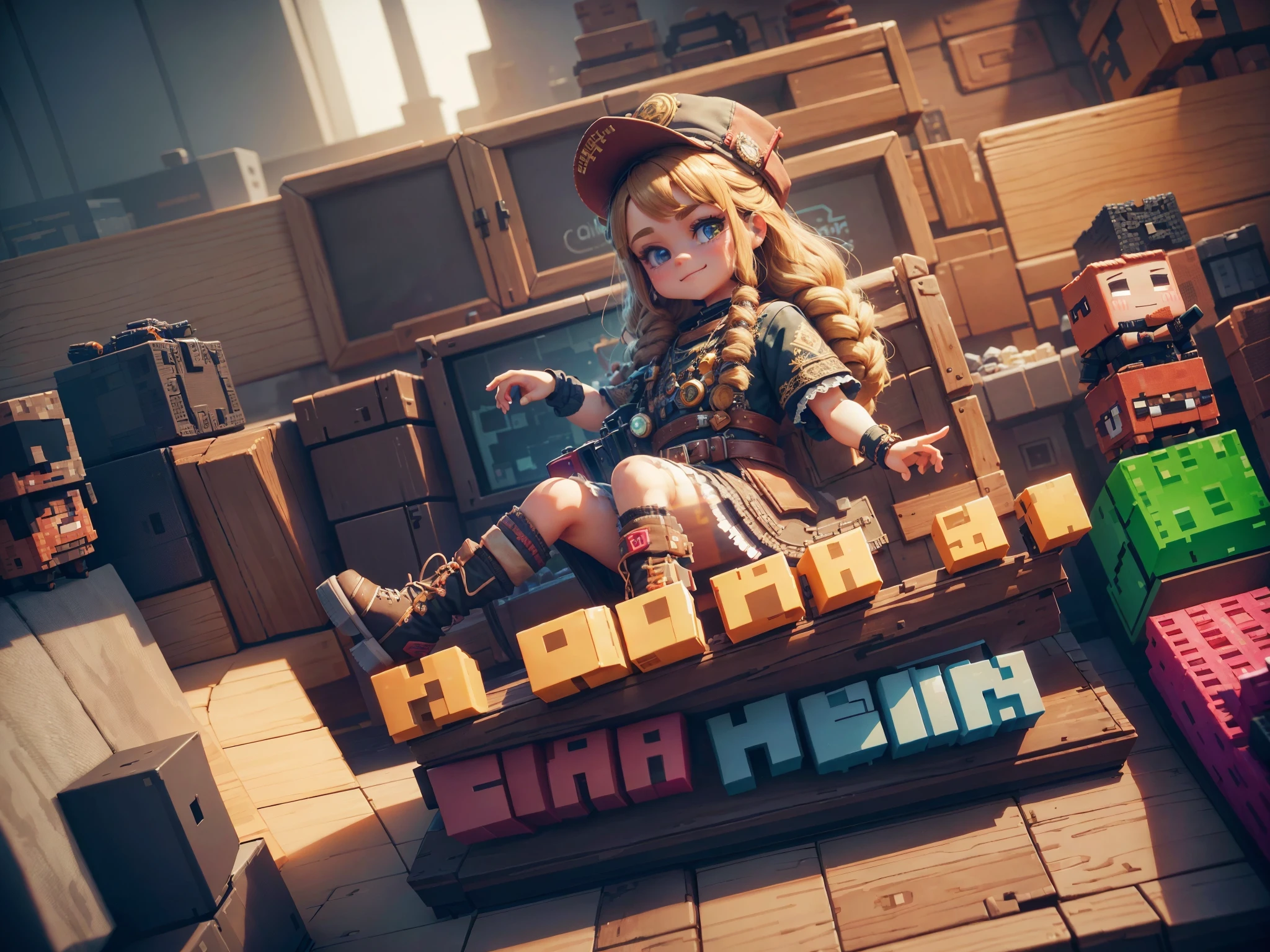 obra maestra, ((1 beautiful boy playing video games on a latest generation PC smiling and having fun, gorra en la cabeza;1,3)),(( jugador, in a room with many intricate decorations, pose dinamica,(minicraft character dolls:1.4), publicaciones que hacen minecraft))), iluminacion de neon ,epico, 32K high resolution image. The image must be super original and complex.., con una variedad de colores hermosos y vibrantes luces con letras de luces de neon colores vibrantes., Mejor calidad),