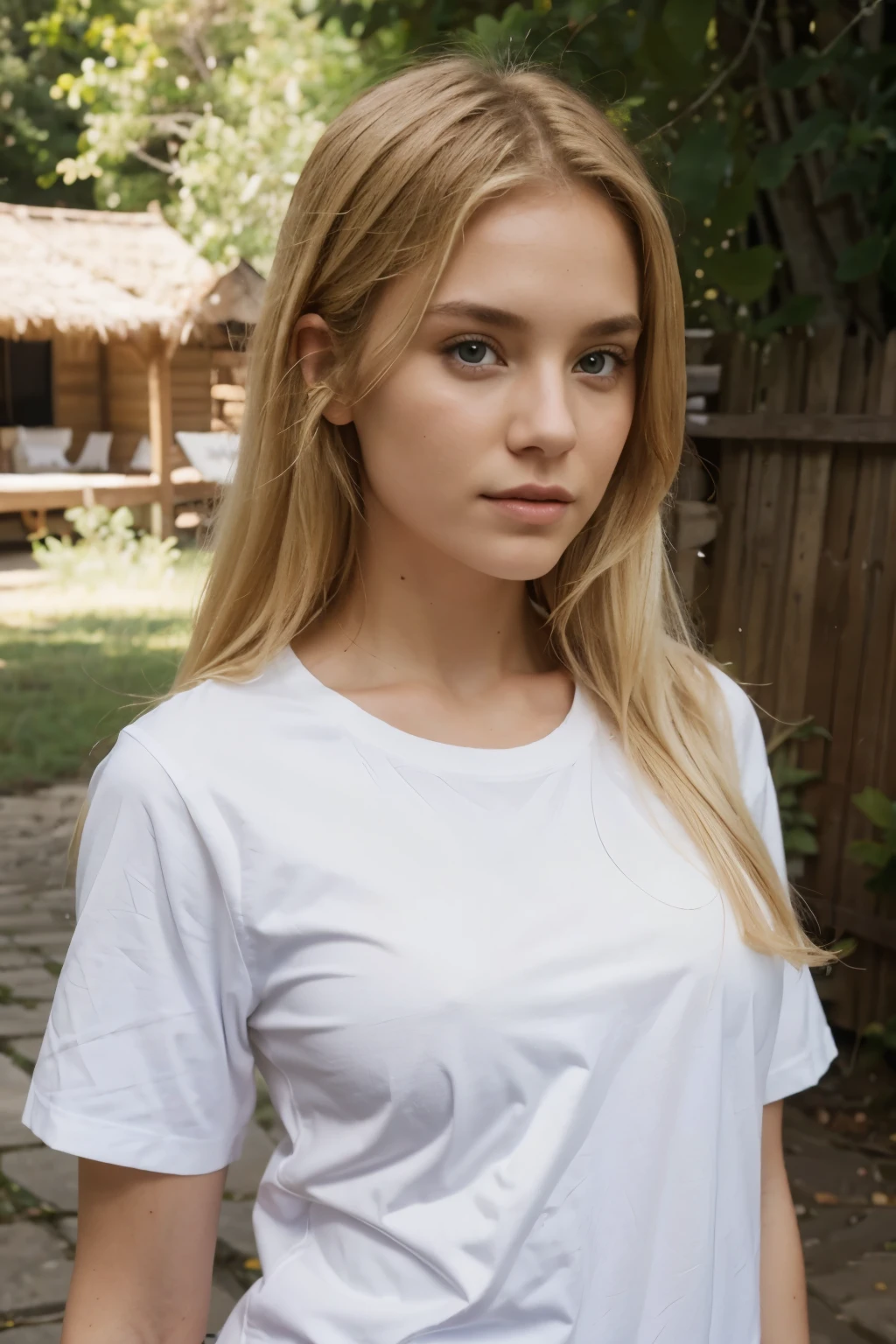 natural girl, blond hair, 4k, shirt, outdoors, at the beach