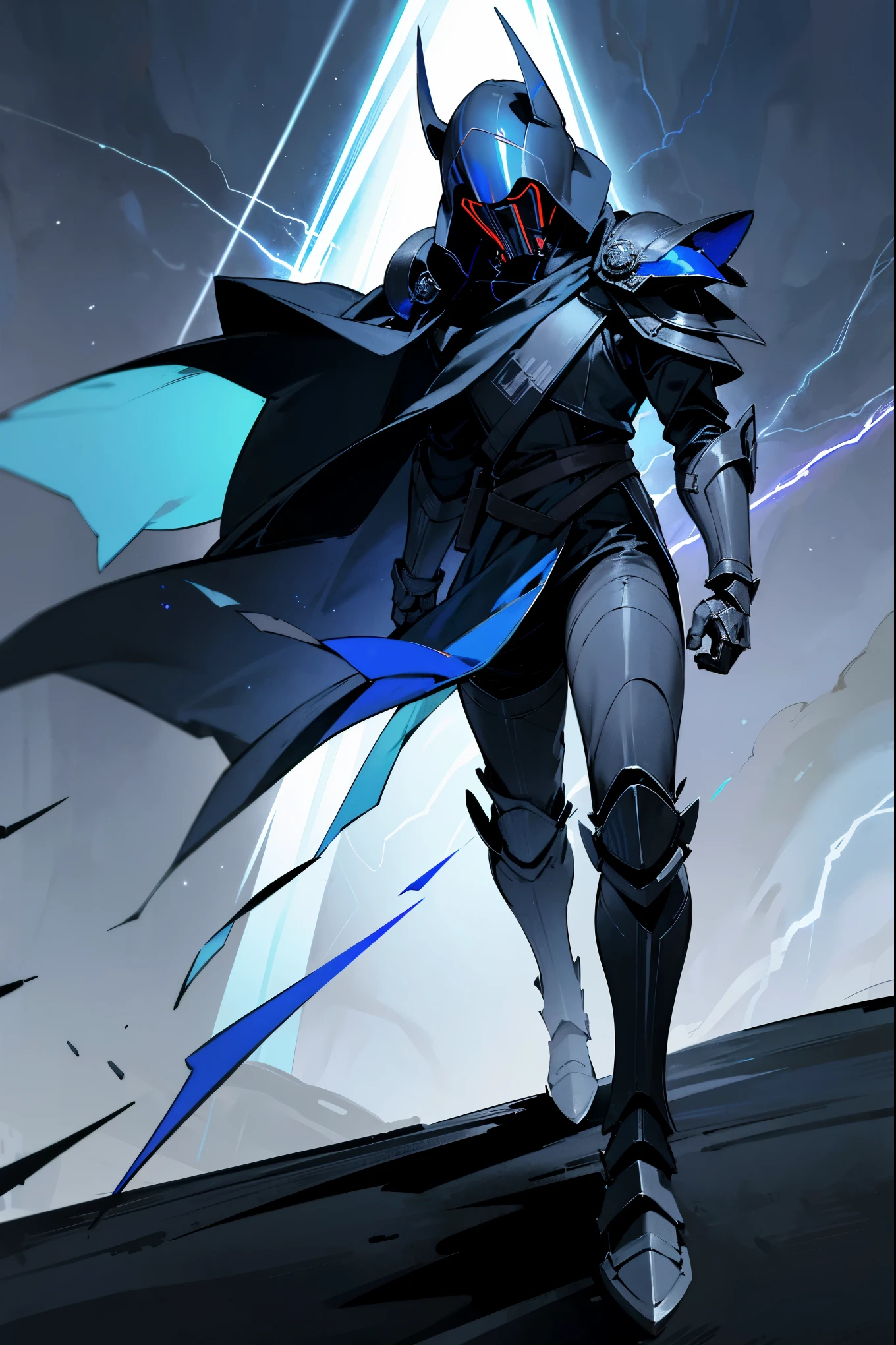 1male, sith clothing, dark star wars sith clothing, (dark sith heavy armor), (((blue lightning aura))), walking on path, star wars space background, star wars vader helmet